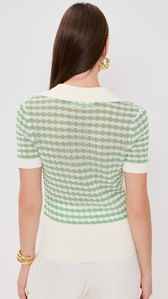 Zimmermann Everley Scallop Knit Polo Tee | Shopbop Product Image