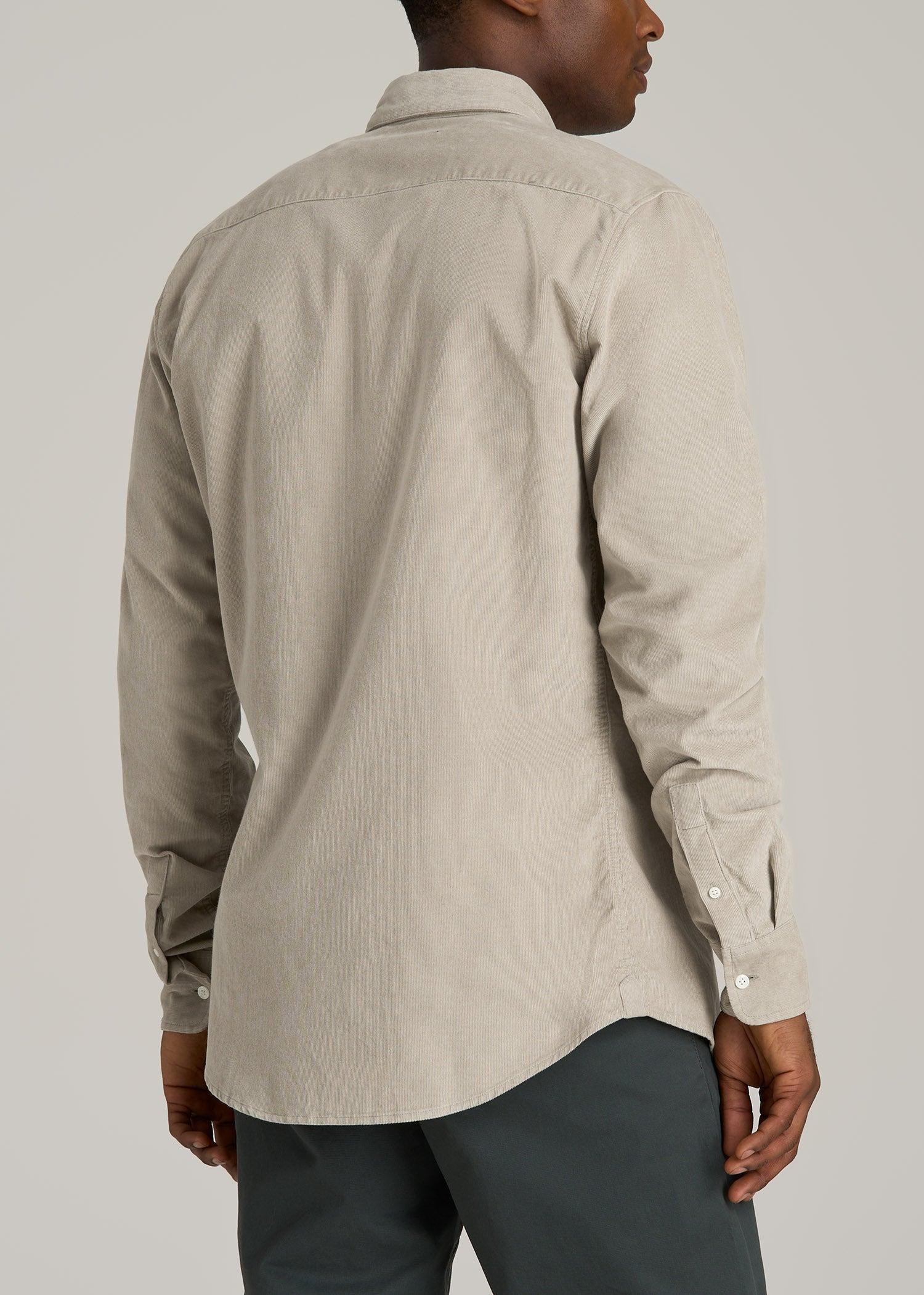 Pincord Button Shirt for Tall Men in Stone Product Image