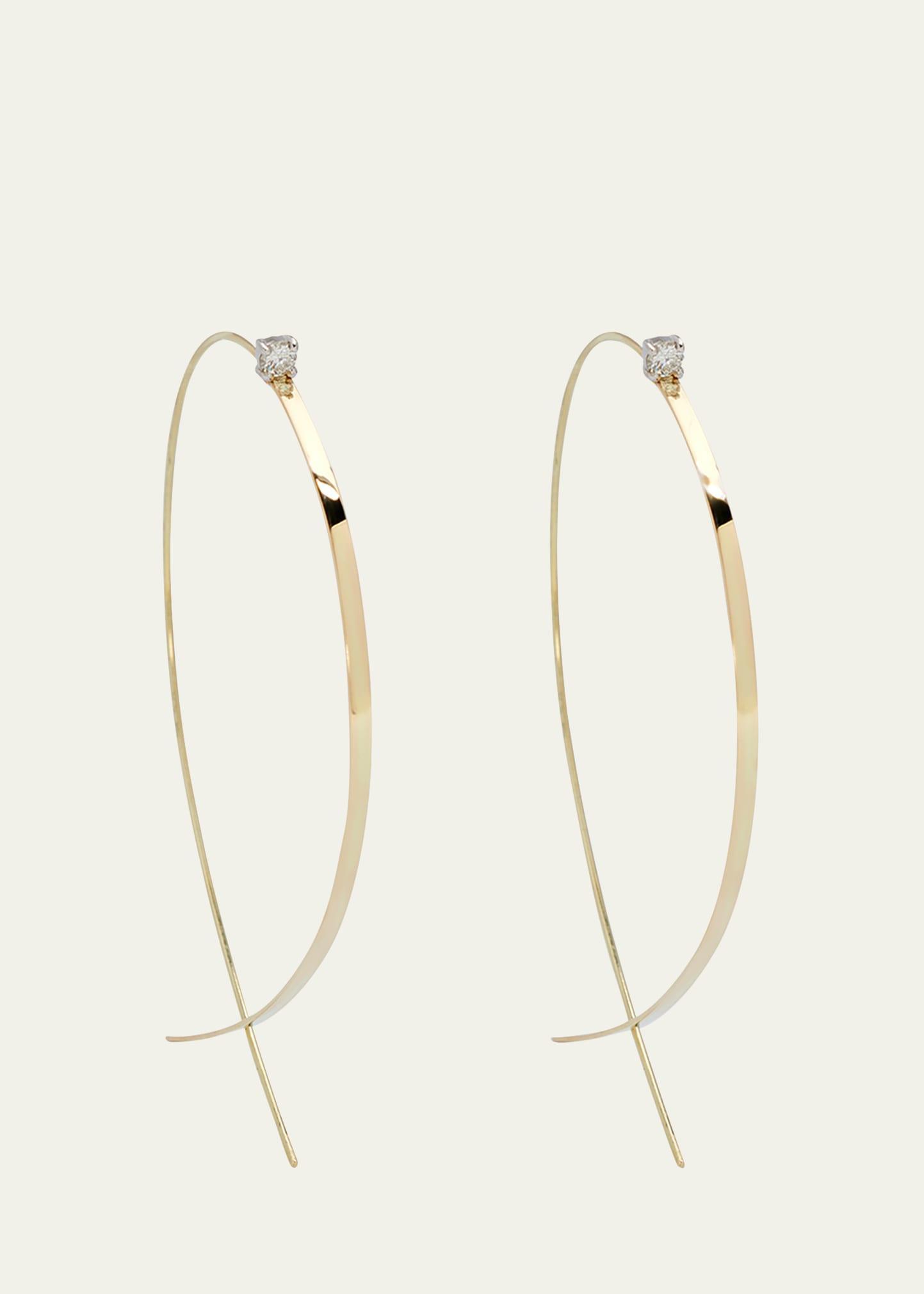 Womens Large 14K Yellow Gold & 0.13 TCW Diamond Upside-Down Hoops Product Image