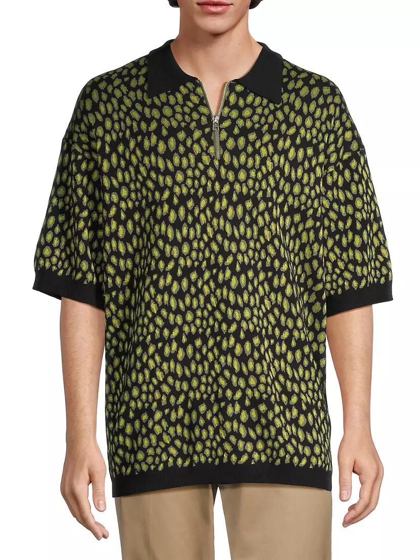 Leopard Jacquard Polo Shirt Product Image