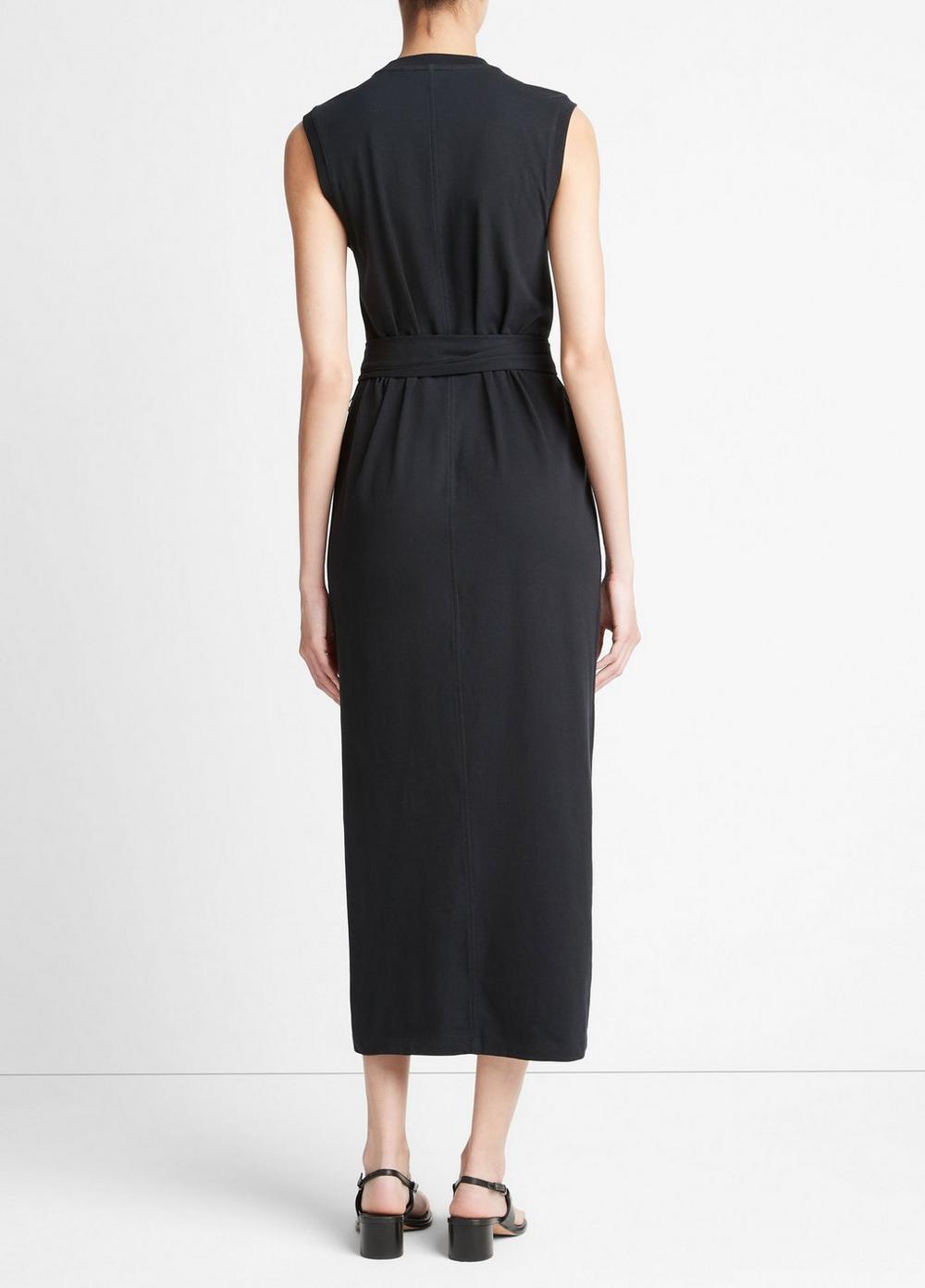 Womens Cotton Sleeveless Wrap Dress, Shale, Size L Vince Product Image