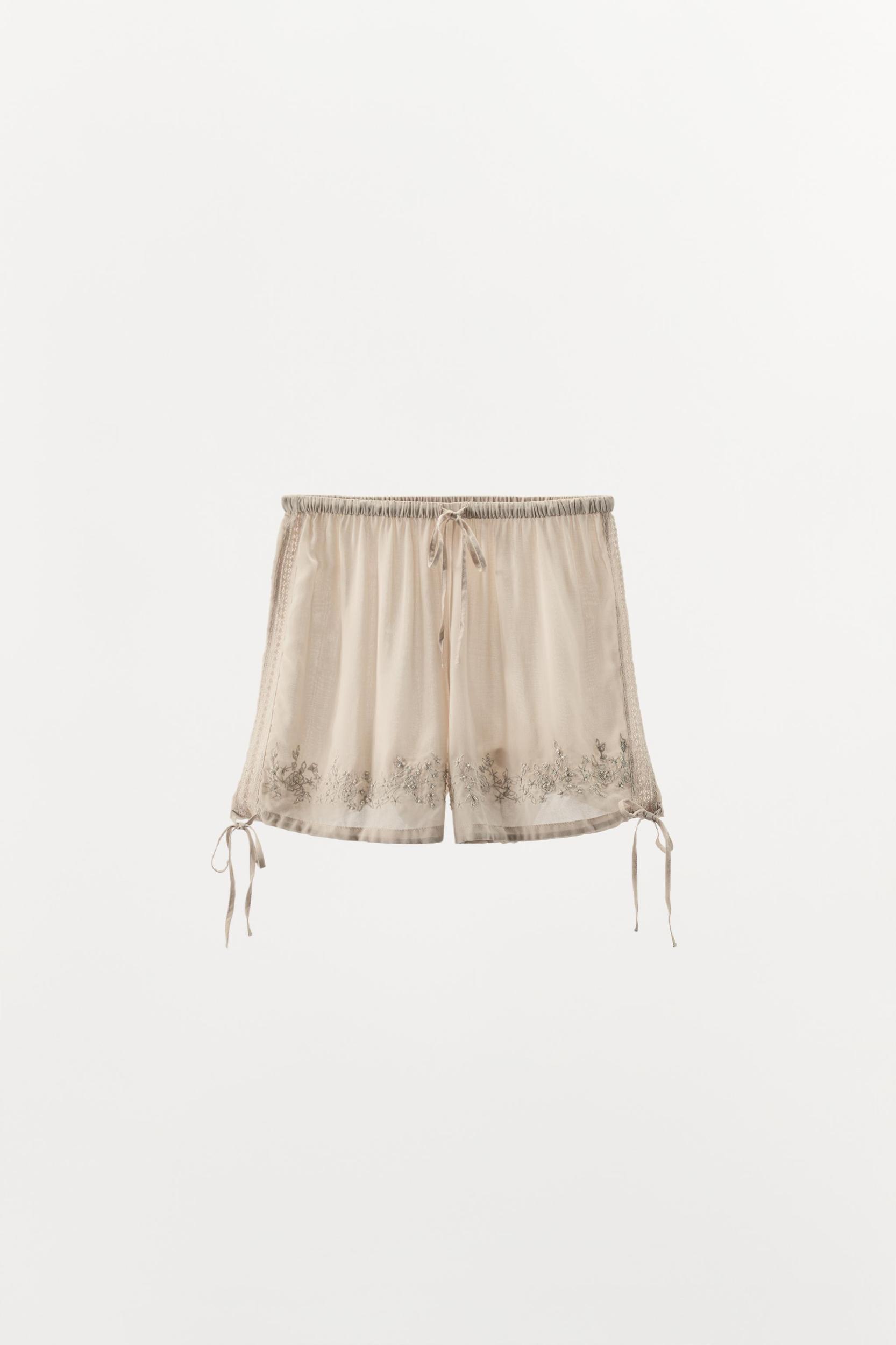 EMBROIDERED BEADED SHORTS Product Image