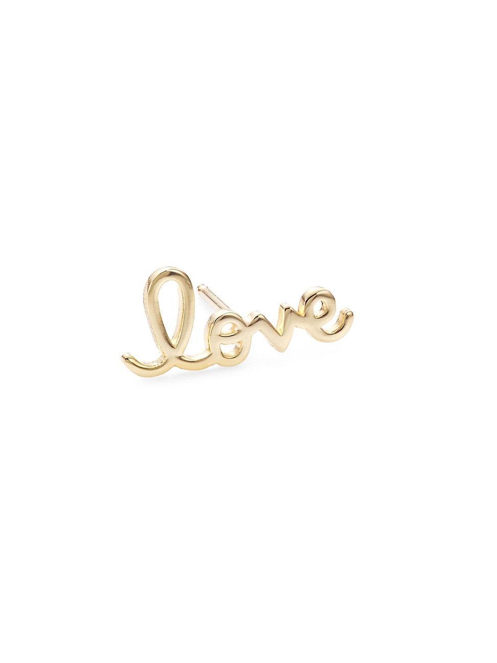 Womens 14K Yellow Gold Love Script Single Stud Earring Product Image