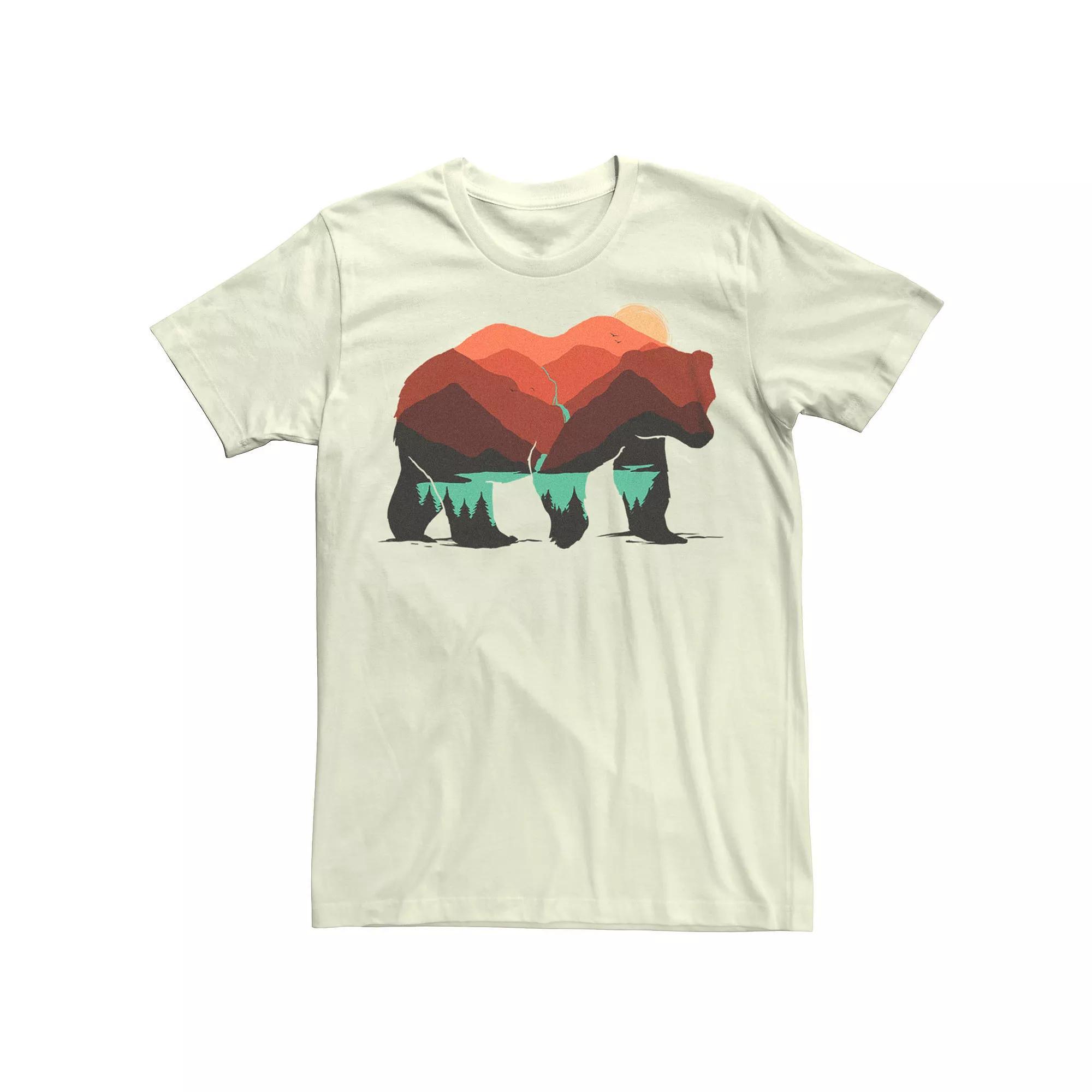 Men's Stay Wild Bear Forest Landscape Graphic Tee, Size: Medium, Natural Product Image