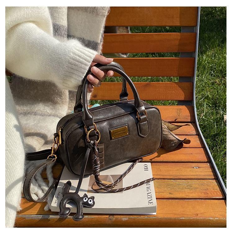 Top Handle Faux Leather Crossbody Bag / Bag Charm / Set Product Image