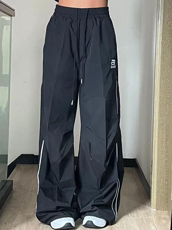 Vintage Piping Wide Leg Parachute Pants Product Image
