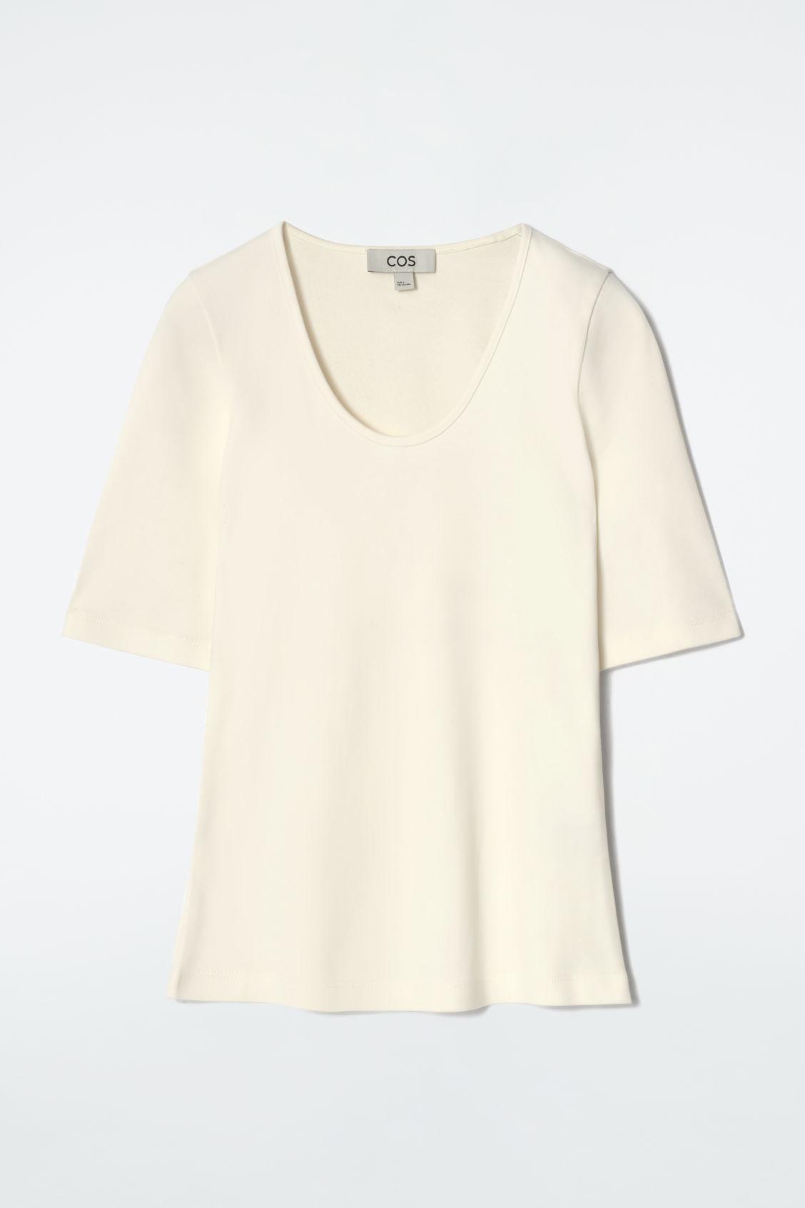 SLIM SCOOP-NECK COTTON T-SHIRT Product Image