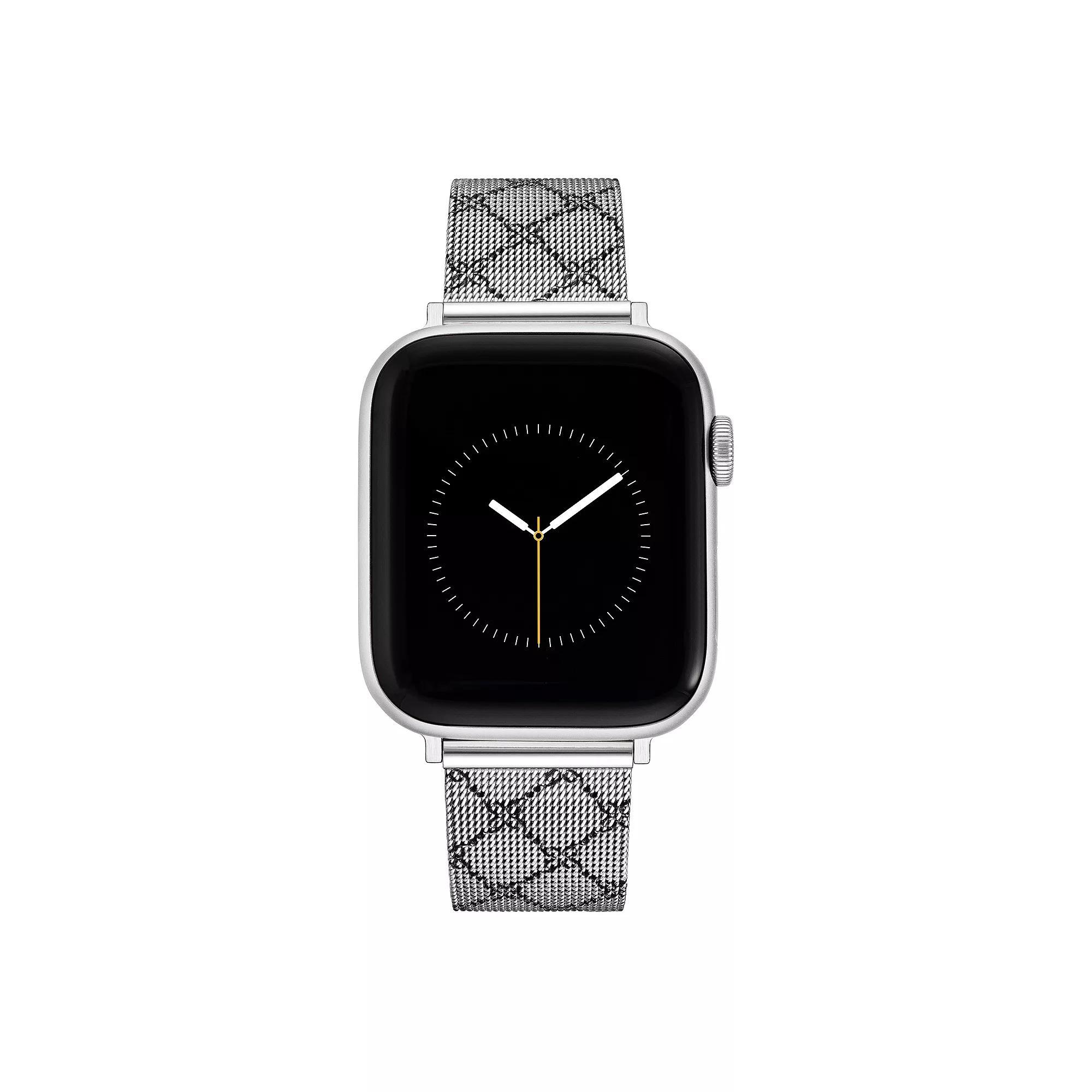 Nine West Women's Patterned Stainless Steel Mesh Band designed for Apple Watch®, Size: Small, Gray Product Image