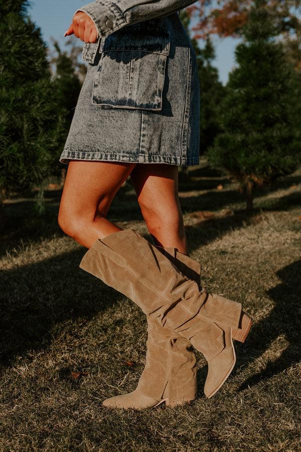 The Landry Faux Suede Knee High Boot In Taupe Product Image