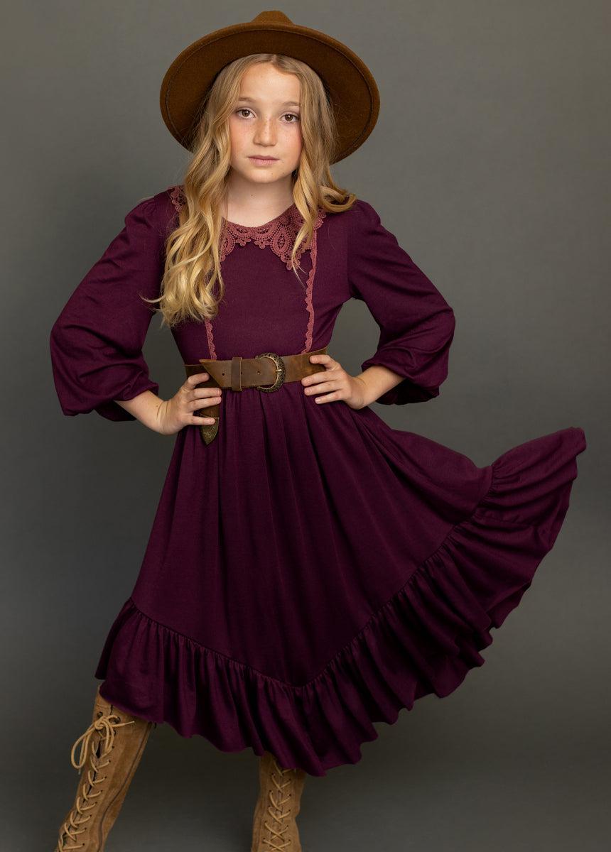 Tatum Dress in Plum Girls Product Image