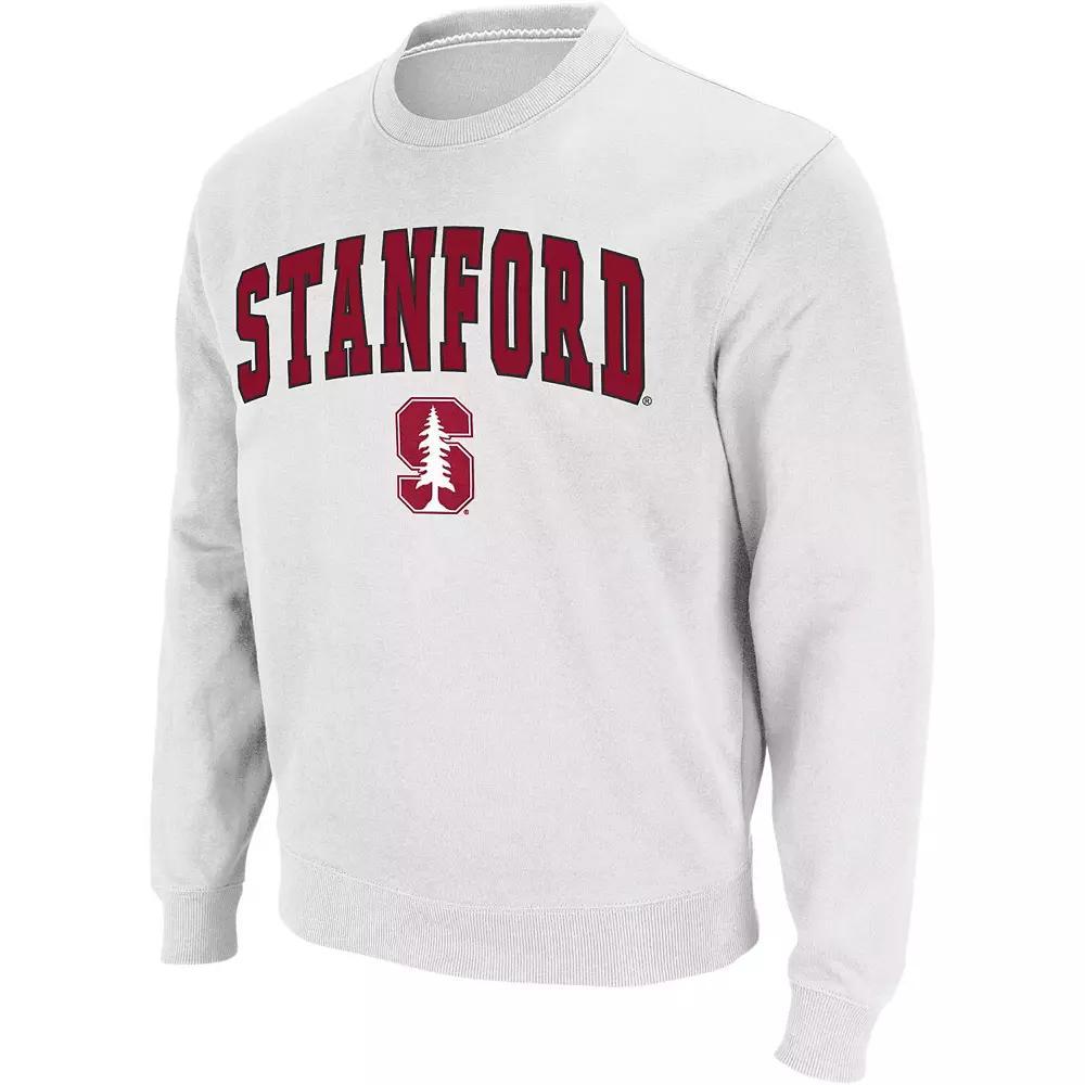 Men's Colosseum White Stanford Cardinal Arch & Logo Crew Neck Sweatshirt, Size: Large Product Image