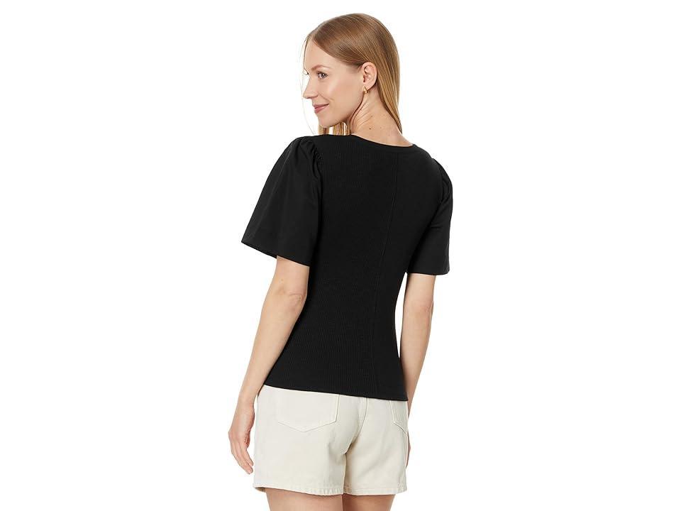 Lilla P Woven Sleeve Split Neck Women's Blouse Product Image