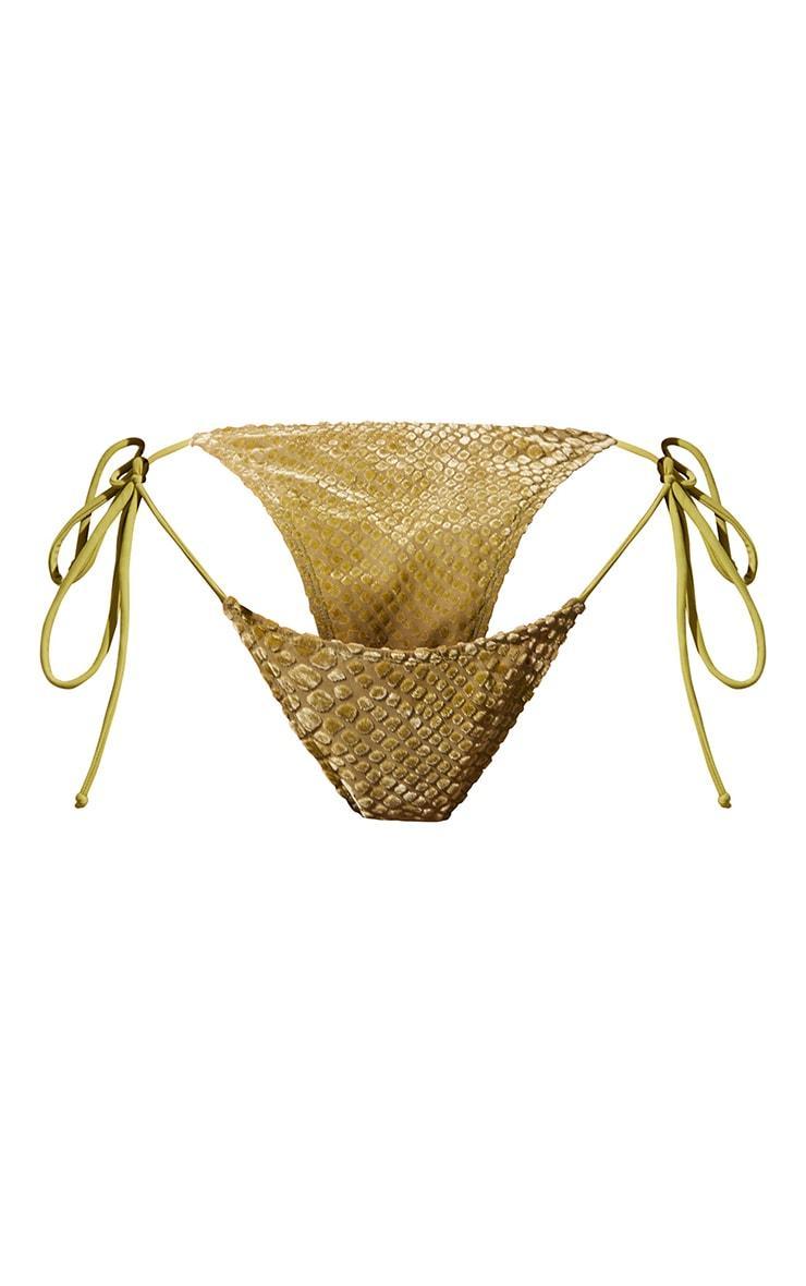 Olive Devore Tie Side Bikini Bottoms Product Image
