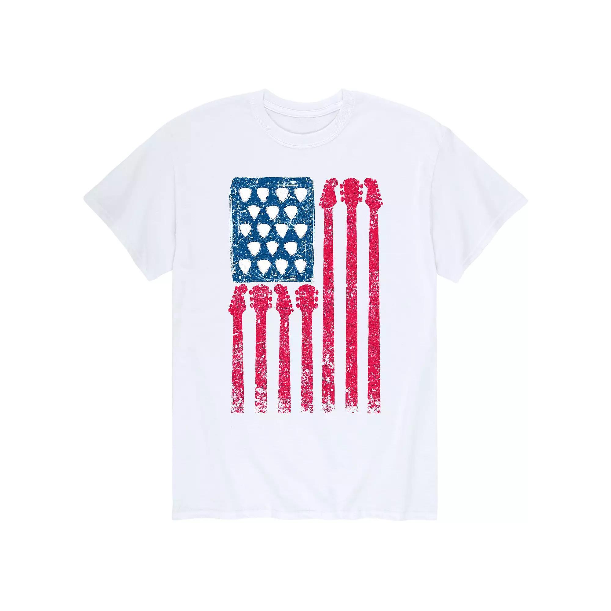 Men's Guitar American Flag Tee, Size: XXL, Gray Product Image
