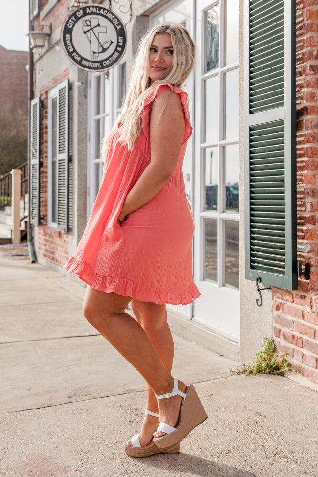 You're Just My Type Gauze Coral Romper FINAL SALE Product Image