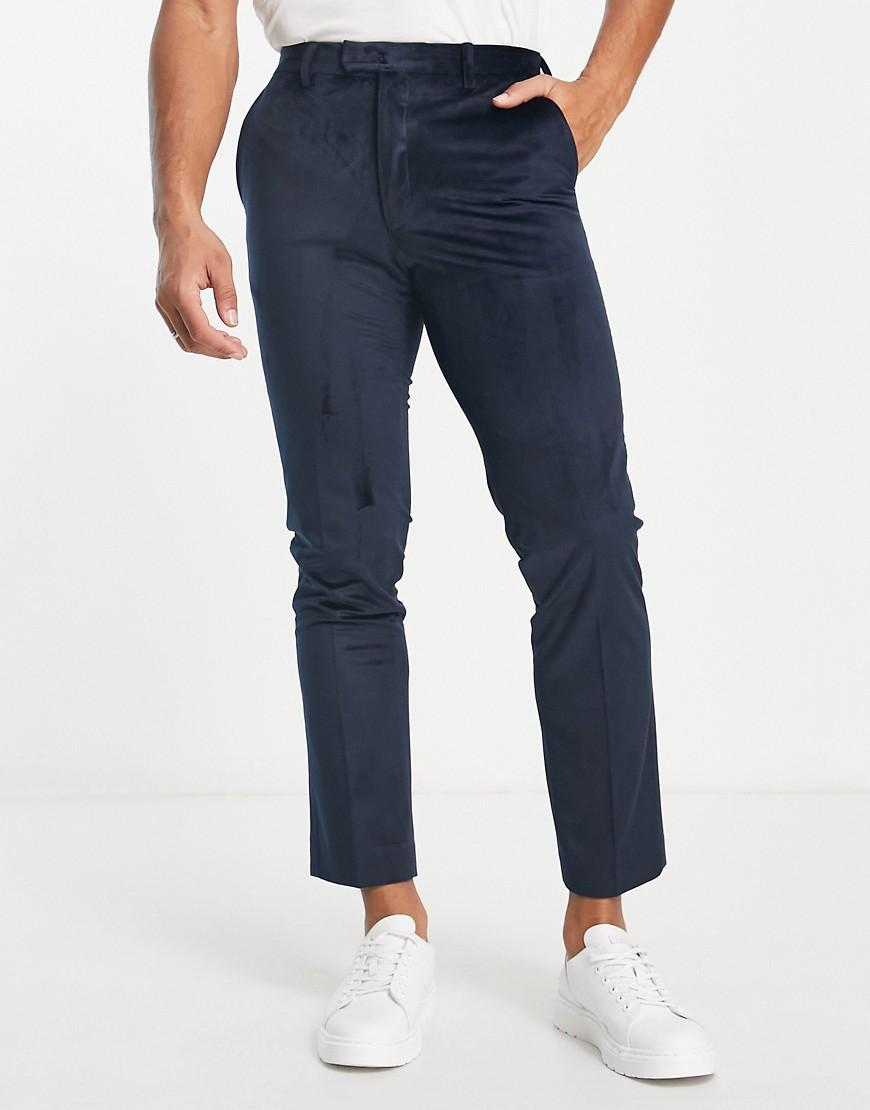 French Connection velvet suit pants in navy  Product Image