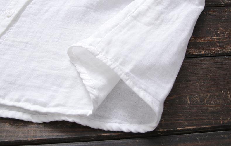 Long Sleeve Lapel Neck Embroidered Shirt Product Image