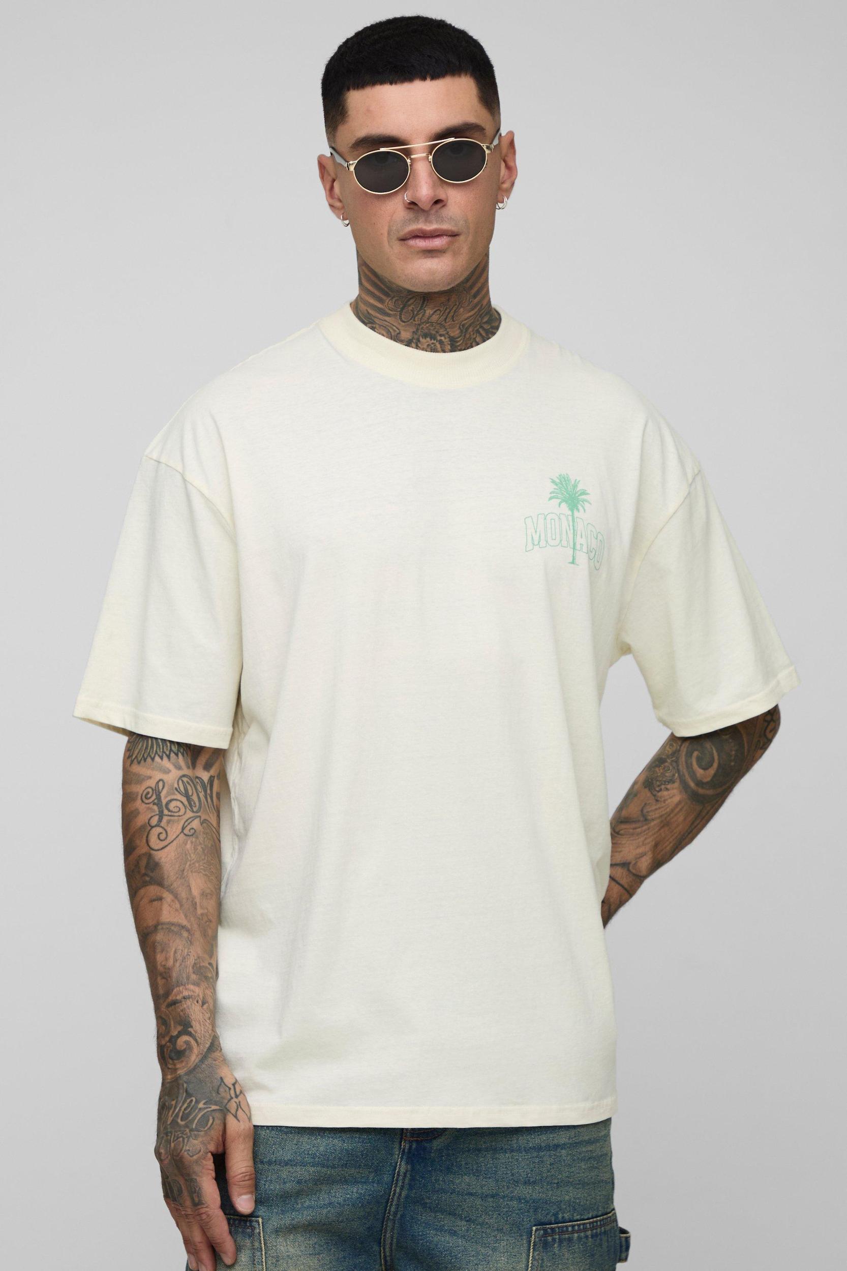 Tall Oversized Monaco Palm Printed T-Shirt | boohooMAN USA Product Image