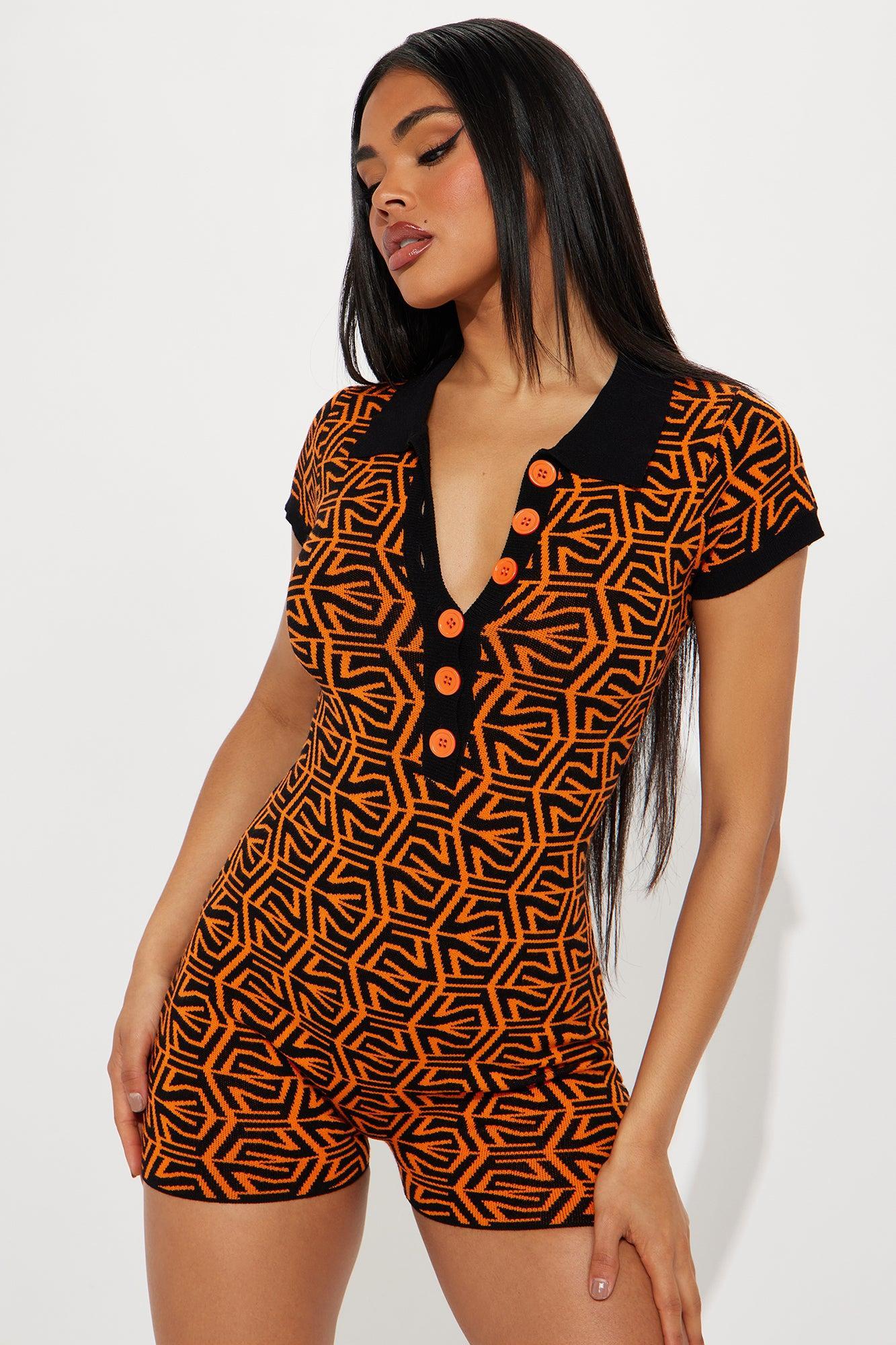 Better Than Before Sweater Romper - Orange/combo Product Image