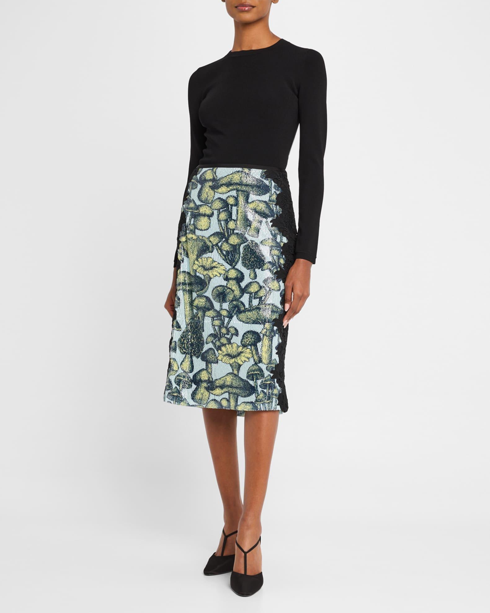 Sequined Mushroom Lace Slip Skirt Product Image