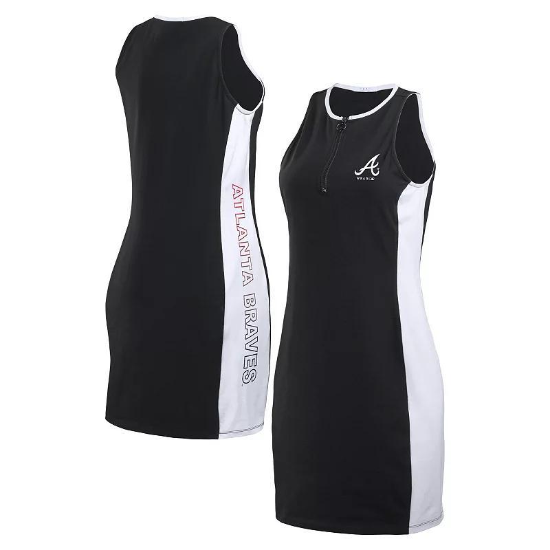 Women's WEAR by Erin Andrews Black Boston Red Sox Color Block Quarter-Zip Sleeveless Dress, Size: Small Product Image