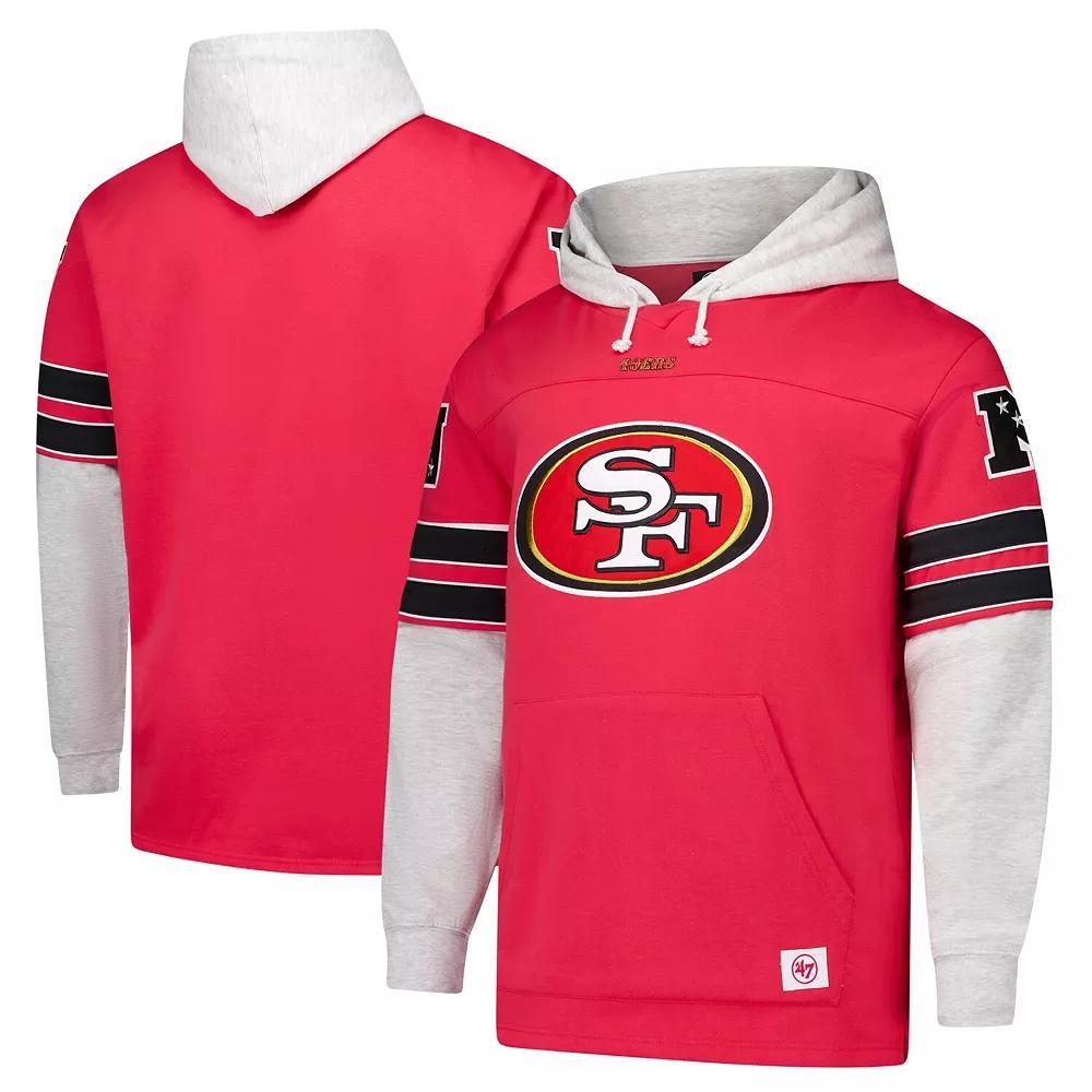 Men's '47 Scarlet San Francisco 49ers Big & Tall Lacer Pullover Hoodie, Size: 4XLT, Red Product Image
