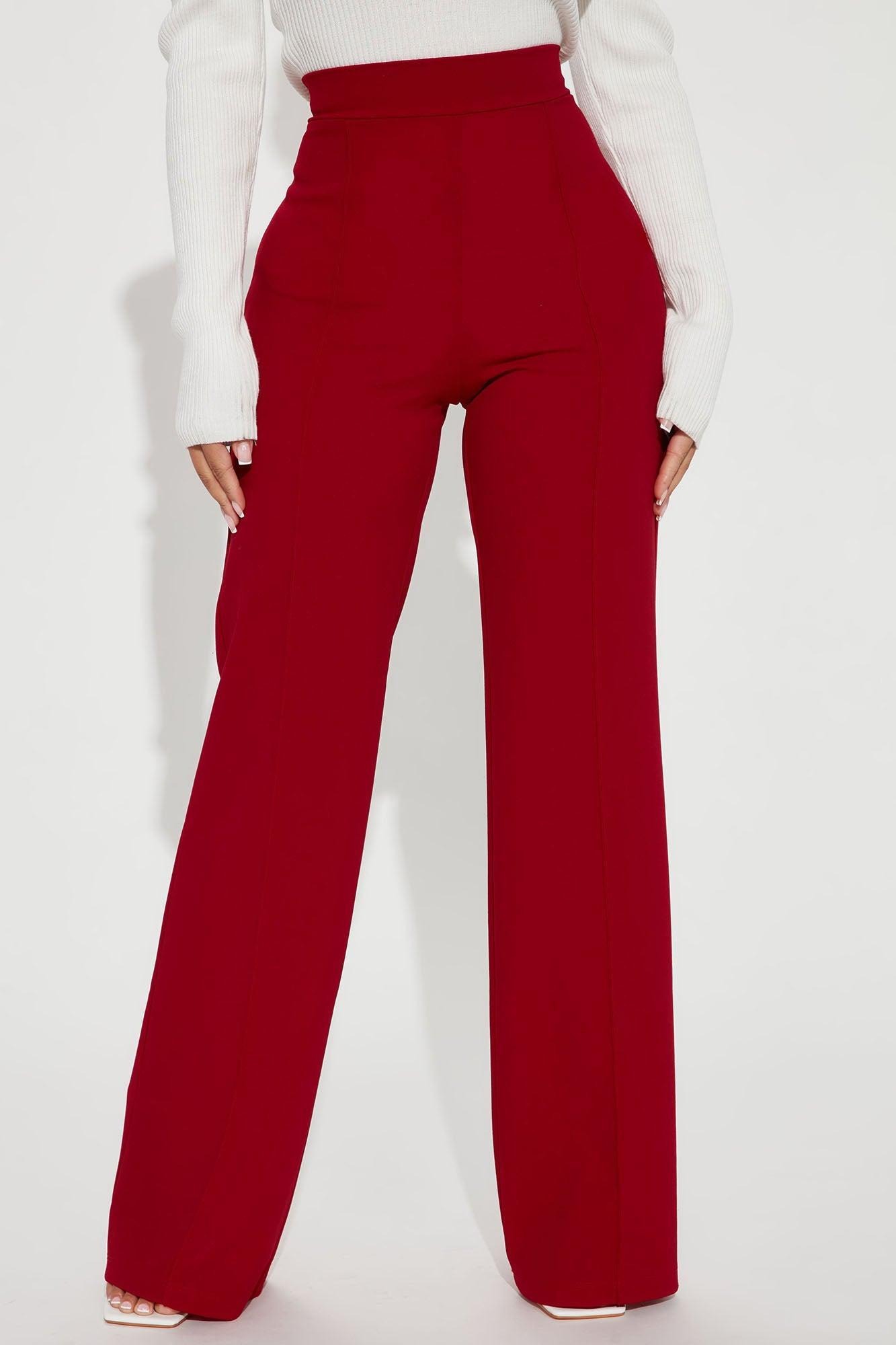 Petite Victoria High Waisted Dress Pants - Red Product Image