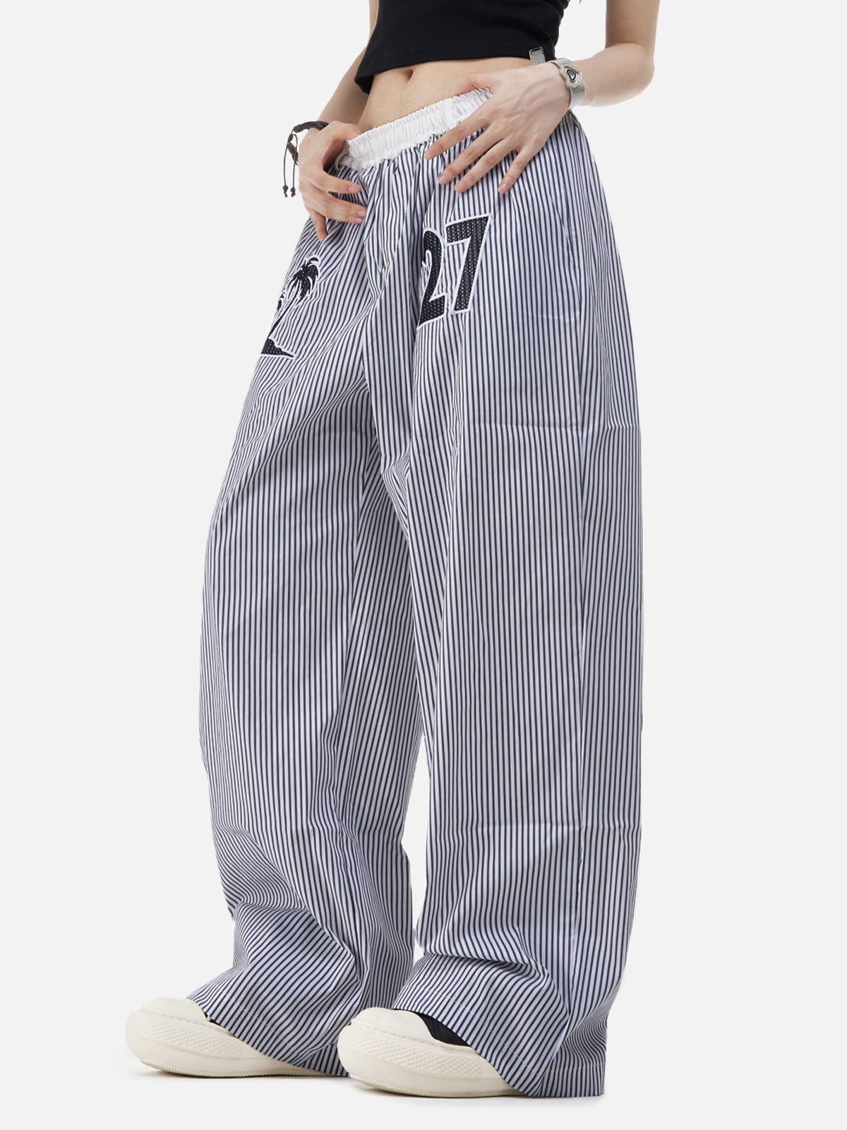 Aelfric Eden Stripe Embroidery Baggy Pants Product Image