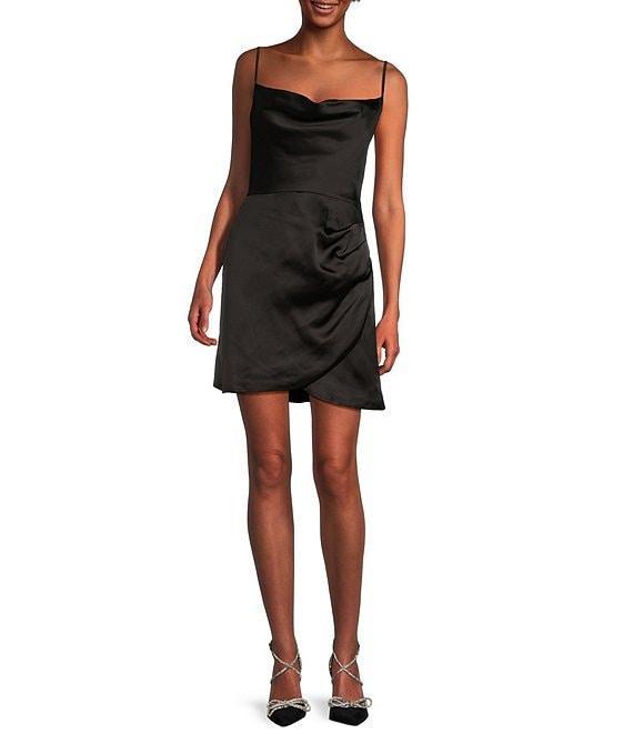 Lulus Satin Cowl Neck Mini Dress Product Image