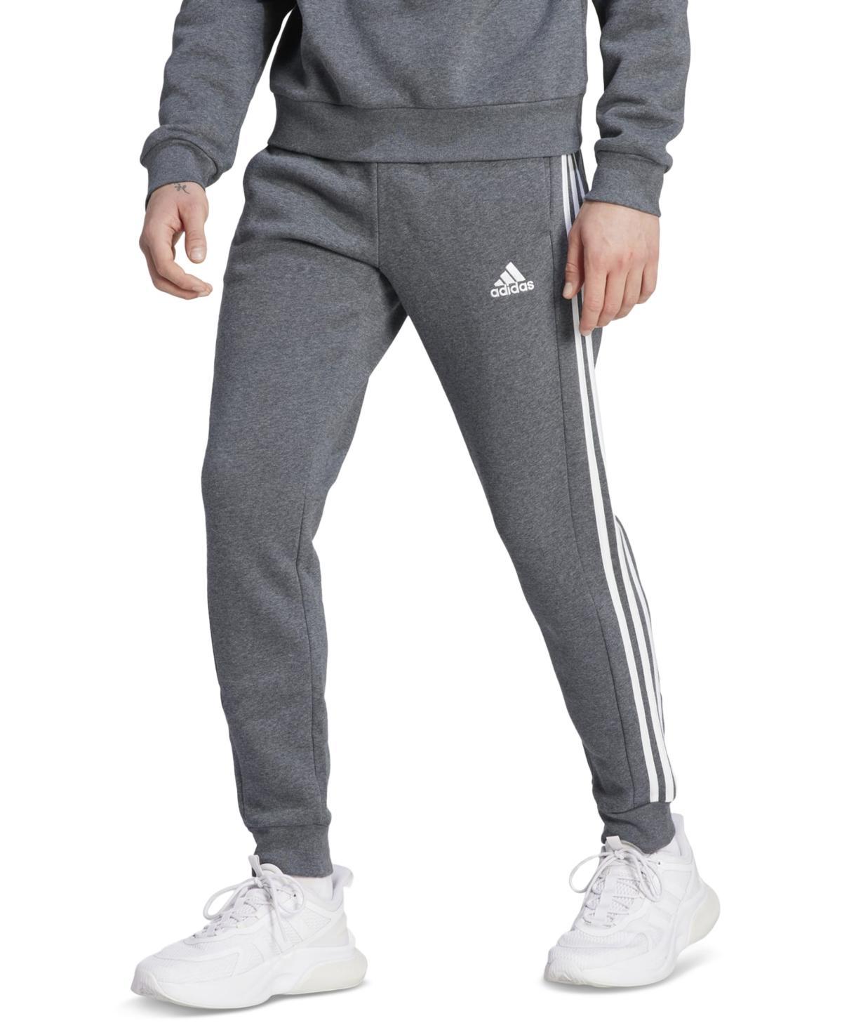 adidas Mens adidas Essentials 3-Stripes Fleece Tapered Cuff Pants - Mens Medium Grey Heather Product Image