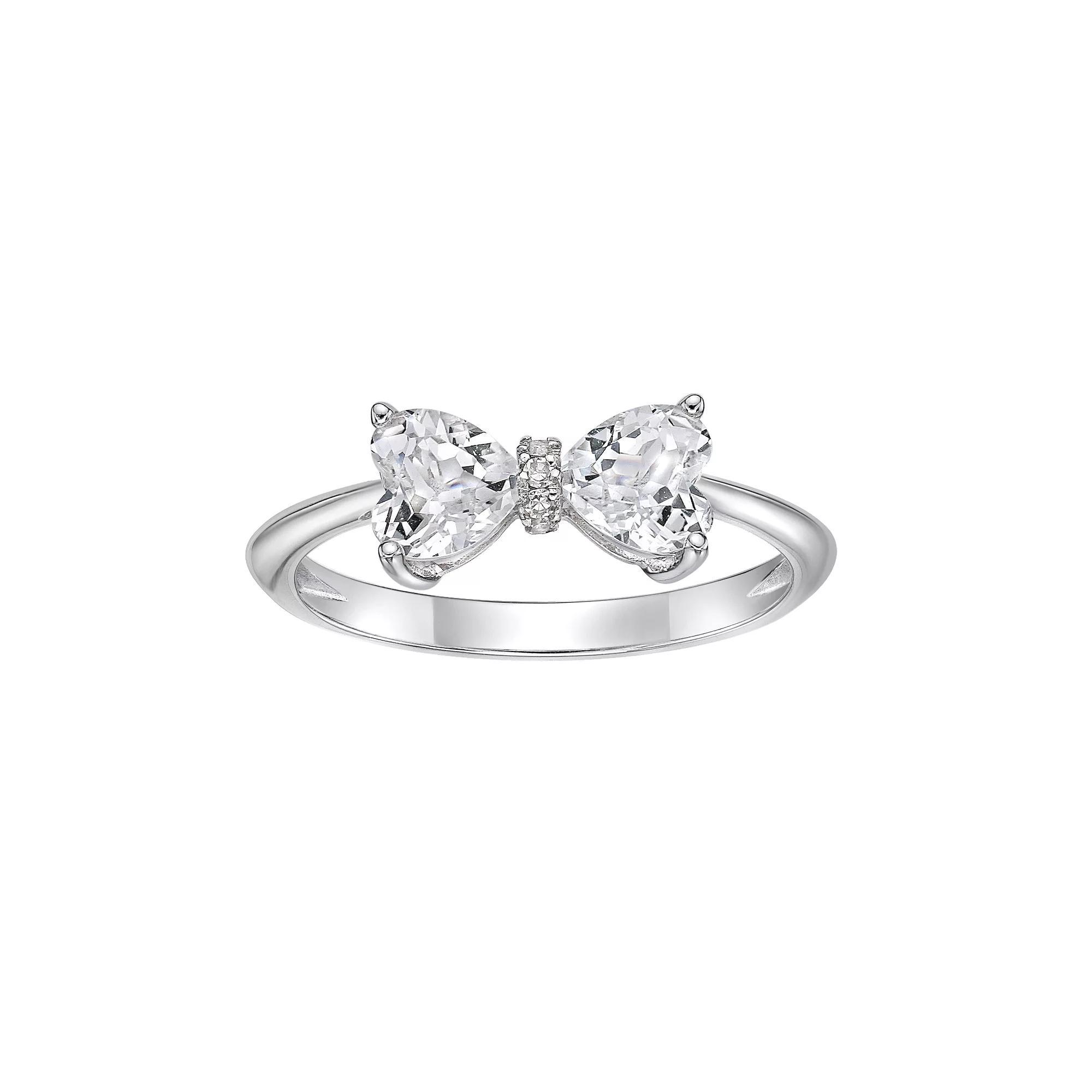 Gemminded Sterling Silver Heart-Shaped White Topaz & Diamond Accented Ring, Women's, Size: 5 Product Image