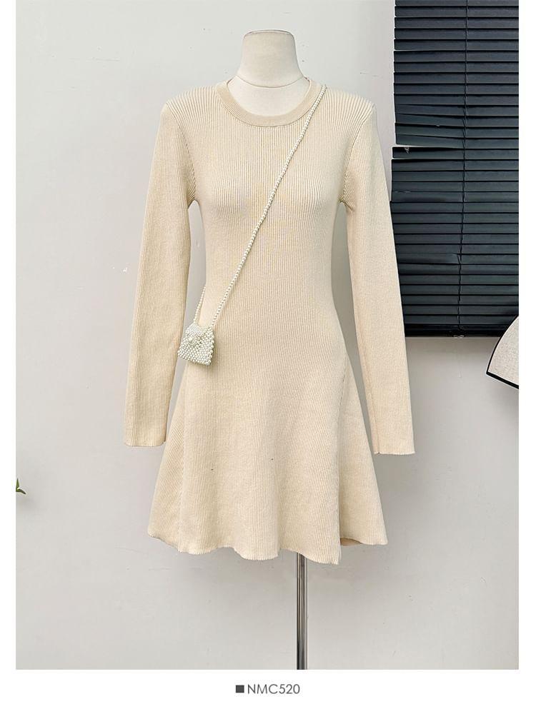 Slim-Fit Knit A-Line Mini Dress Product Image