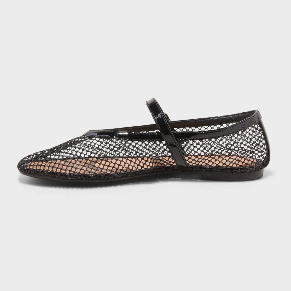 Womens Issa Mesh Mary Jane Ballet Flats with Memory Foam Insole - A New Day Jet 6: Medium Width, Closed Almond Toe Product Image