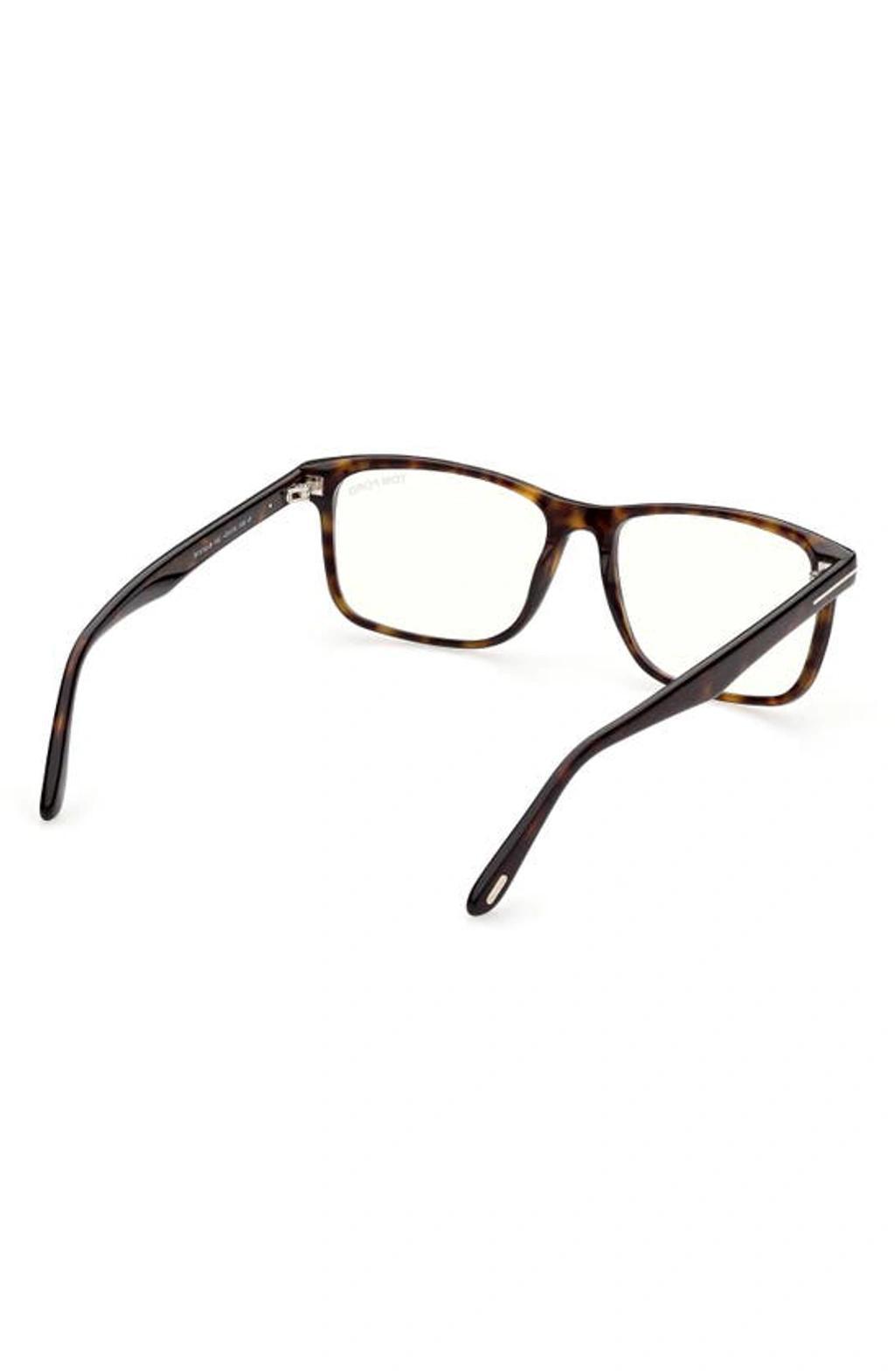 TOM FORD 53mm Square Blue Light Blocking Optical Glasses In Dark Havana Product Image