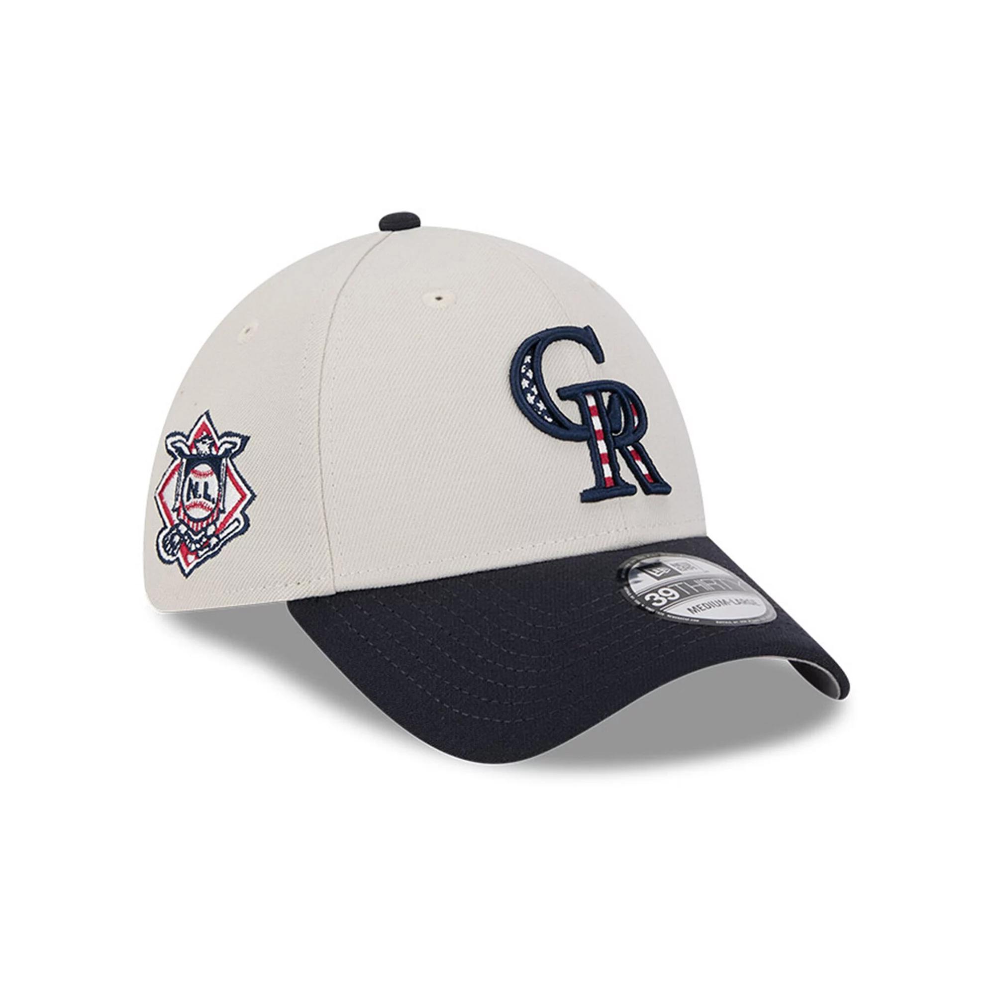 Men's New Era  Khaki/Black Colorado Rockies 2024 Fourth of July 39THIRTY Flex Hat, Size: Large/XL, Beig K Product Image