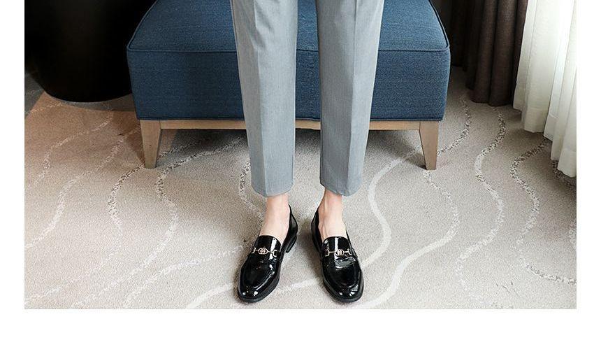 Plain Cropped Straight Leg Dress Pants Product Image