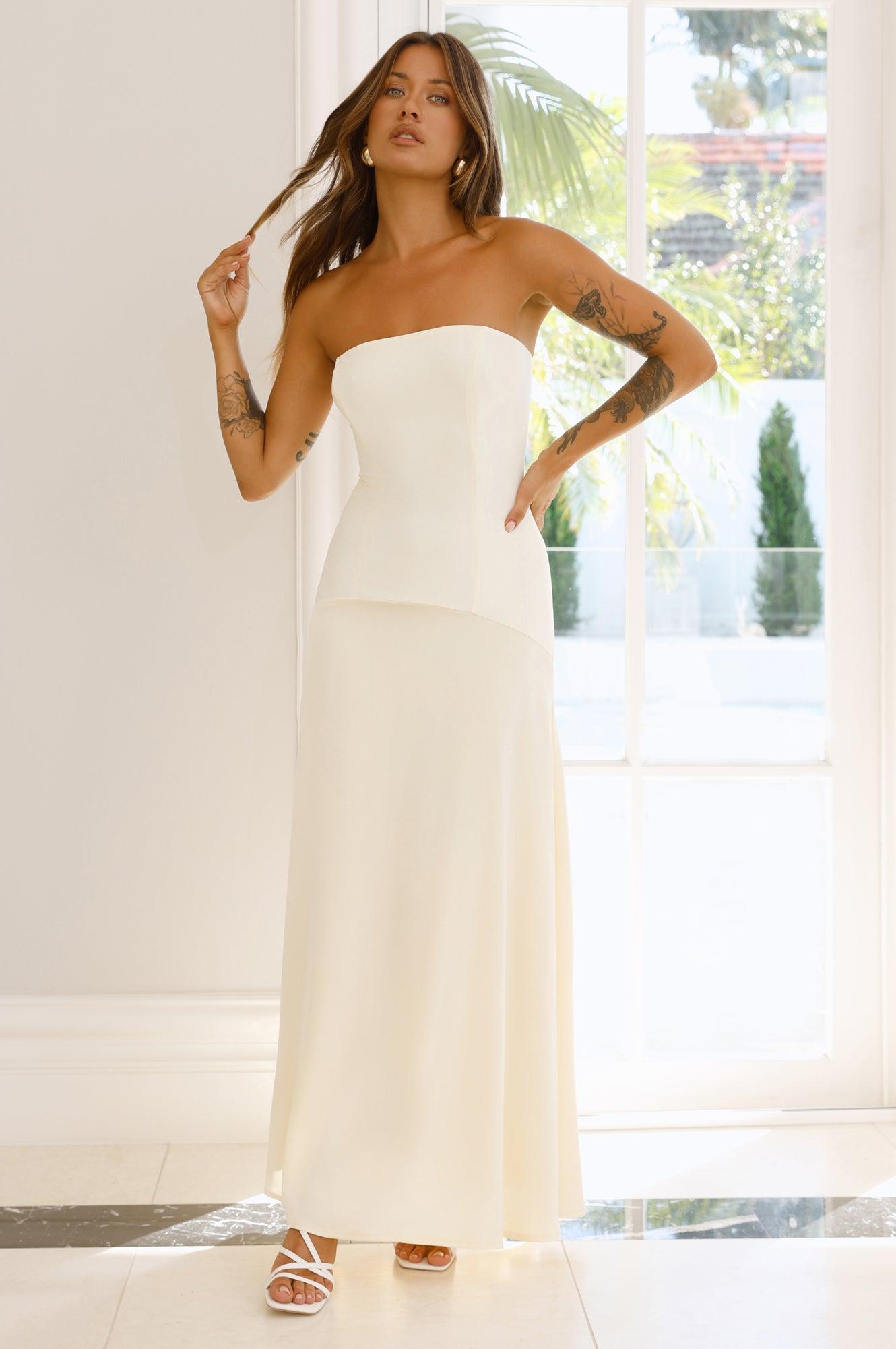 Daydream Darling Strapless Maxi Dress Yellow Product Image
