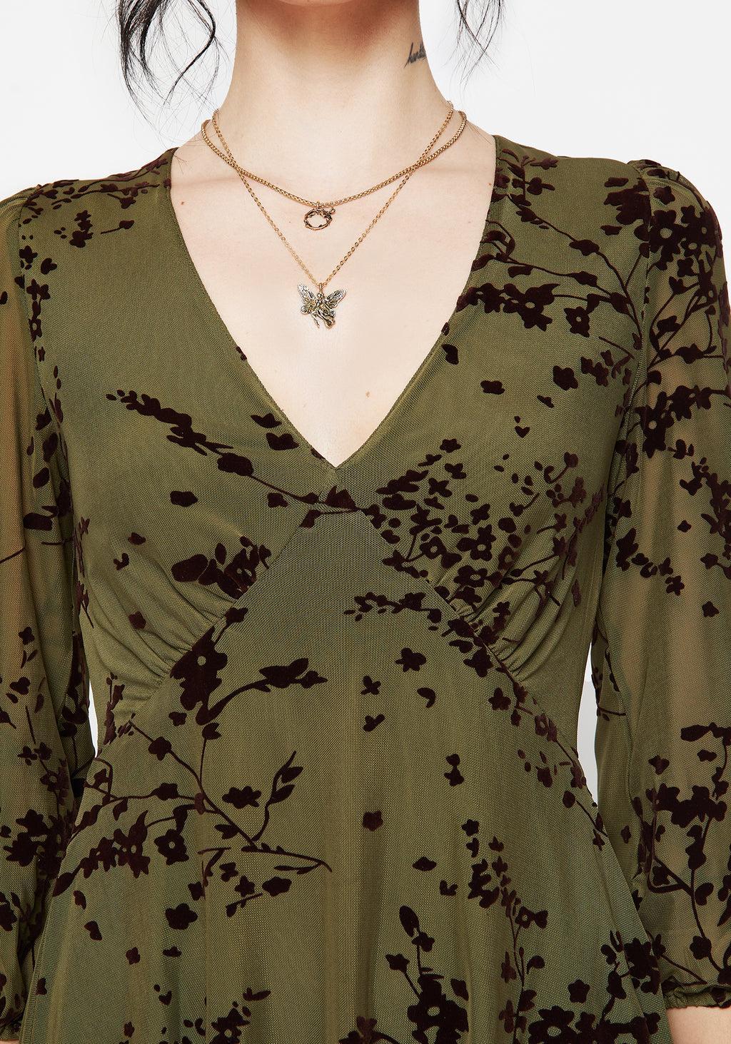 Jael Flocked Devoré Smock Mini Dress Product Image