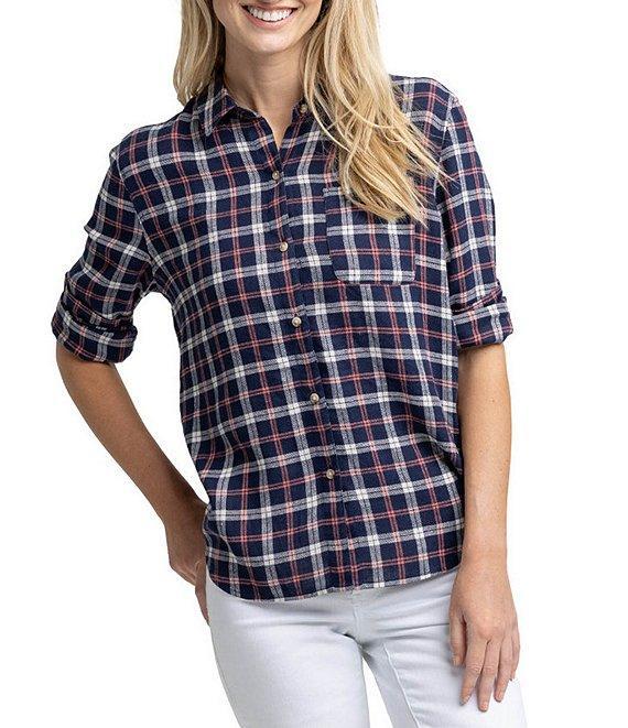 Southern Tide Niki Chilly Morning Plaid Long Sleeve Button Front Shirt Product Image
