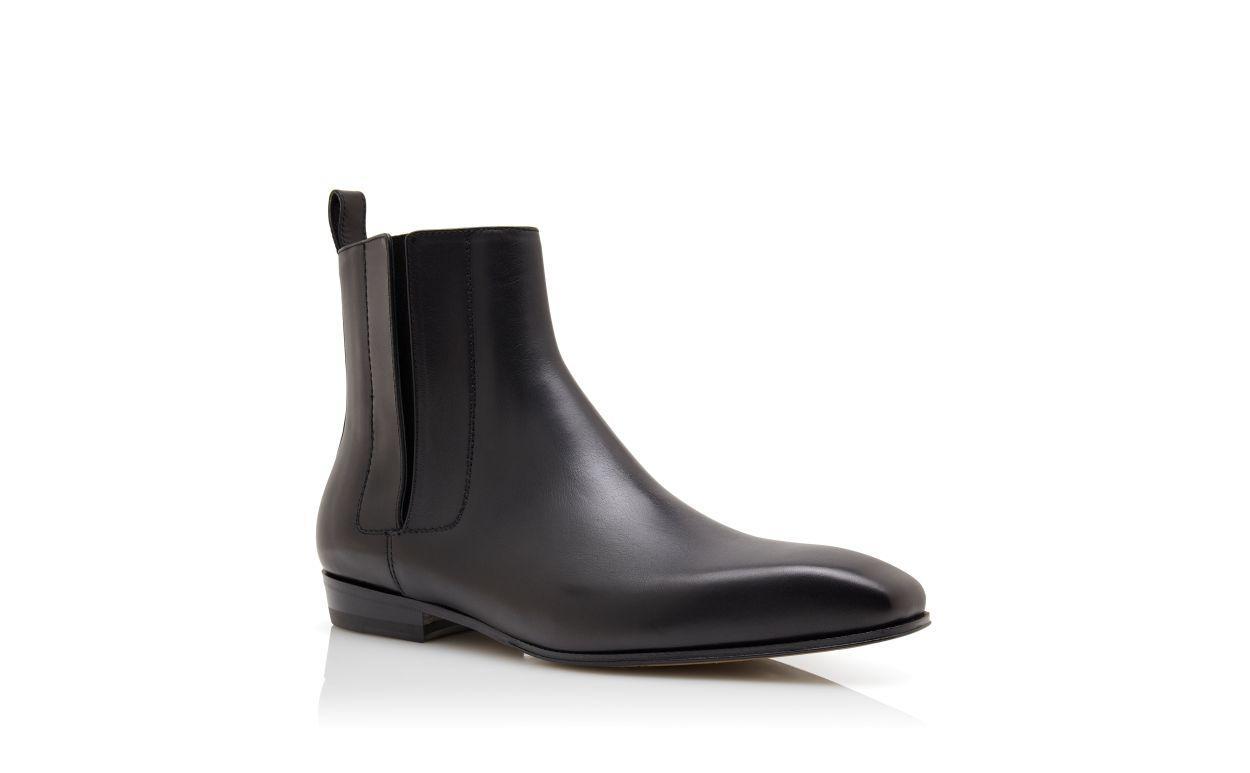 BRUTON Black Calf Leather Ankle Boots Product Image