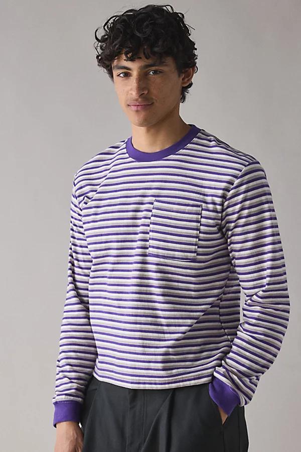BDG Bonfire Stripe Cropped Long Sleeve Pocket Tee Mens at Urban Outfitters Product Image
