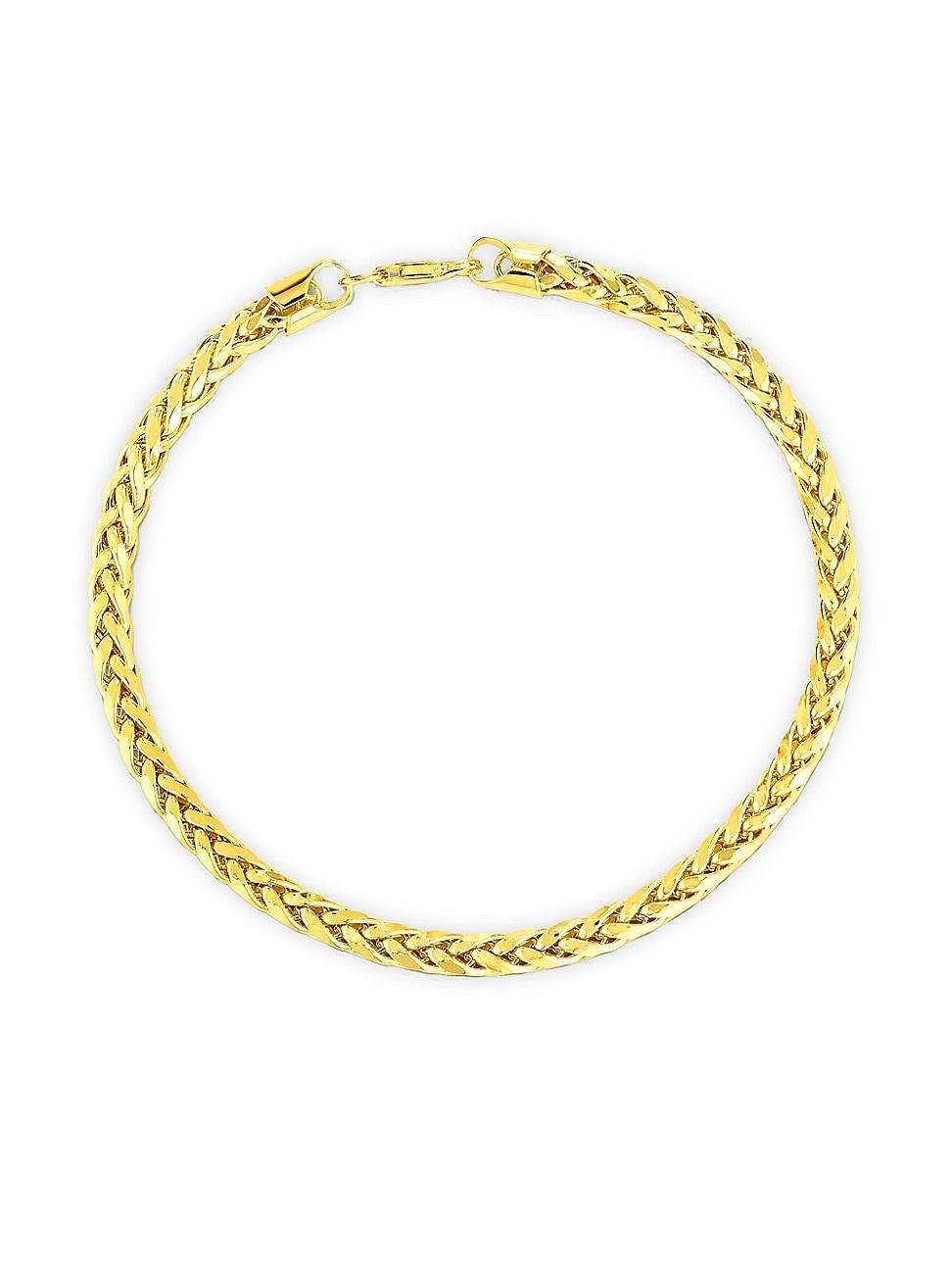 Mens 14K Yellow Gold Wheat-Chain Bracelet Product Image