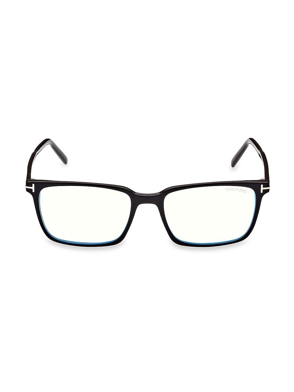 Mens Rectangle 55MM Blue Filter Eyeglasses Product Image
