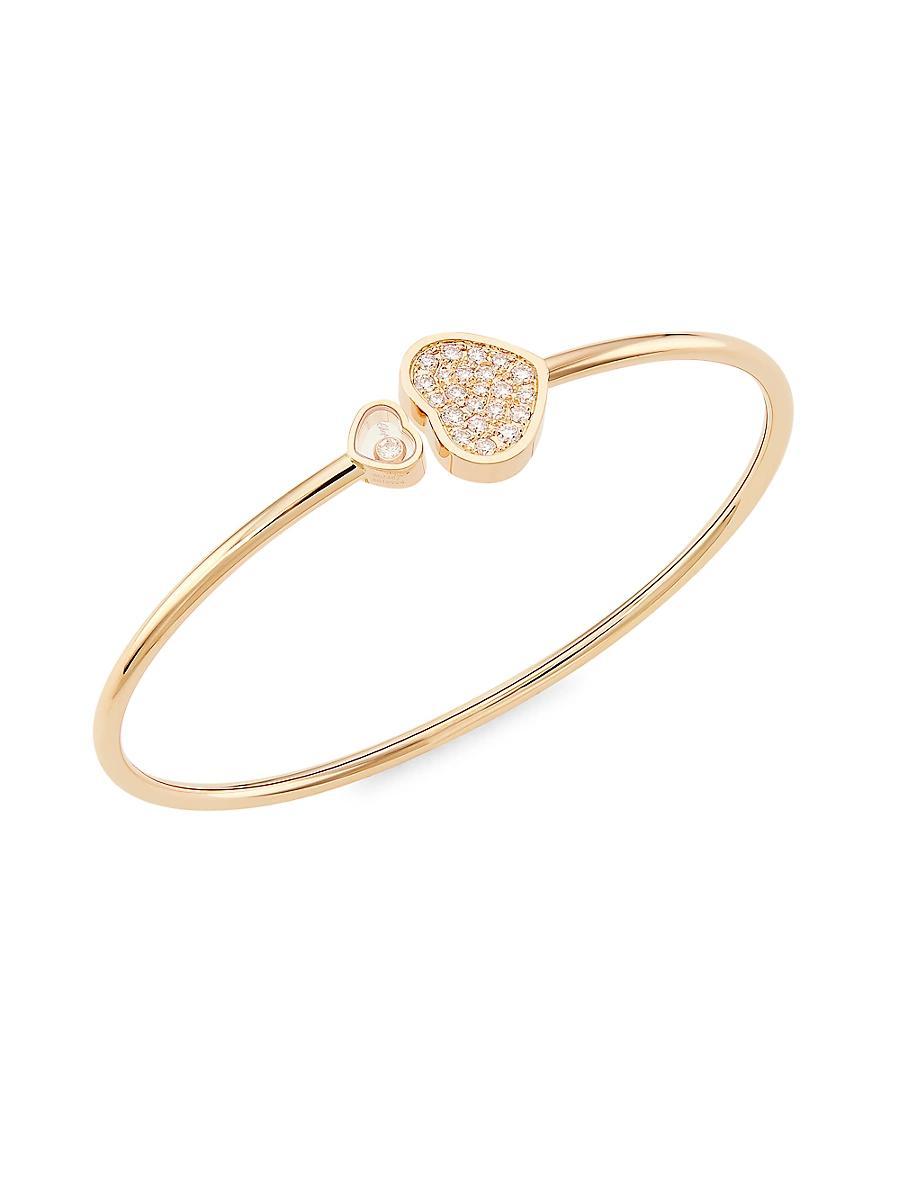 Womens Happy Hearts 18K Rose Gold & Diamond Bangle Product Image