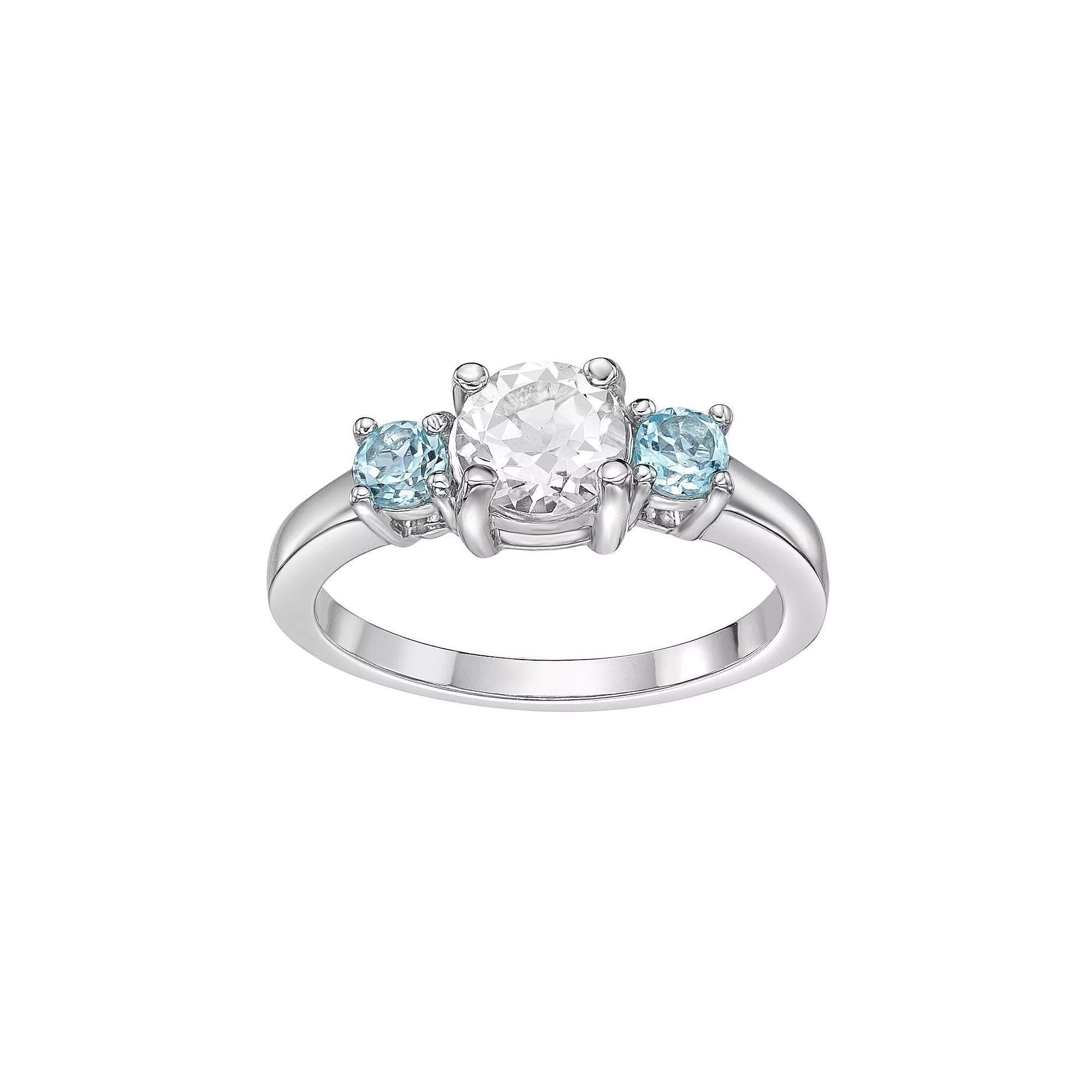 Gemminded Sterling Silver Blue & White Topaz Ring, Women's, Size: 5 Product Image