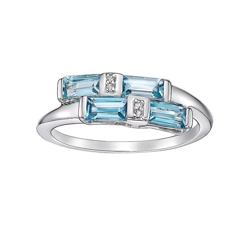 Gemminded Sterling Silver Blue Topaz & White Topaz Bypass Ring, Women's, Size: 6 Product Image