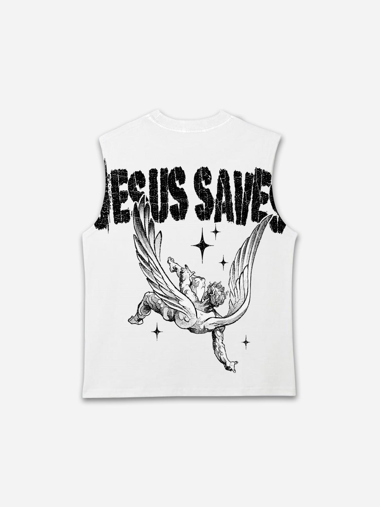 Jesus Saves Angels Print Tank Top Product Image