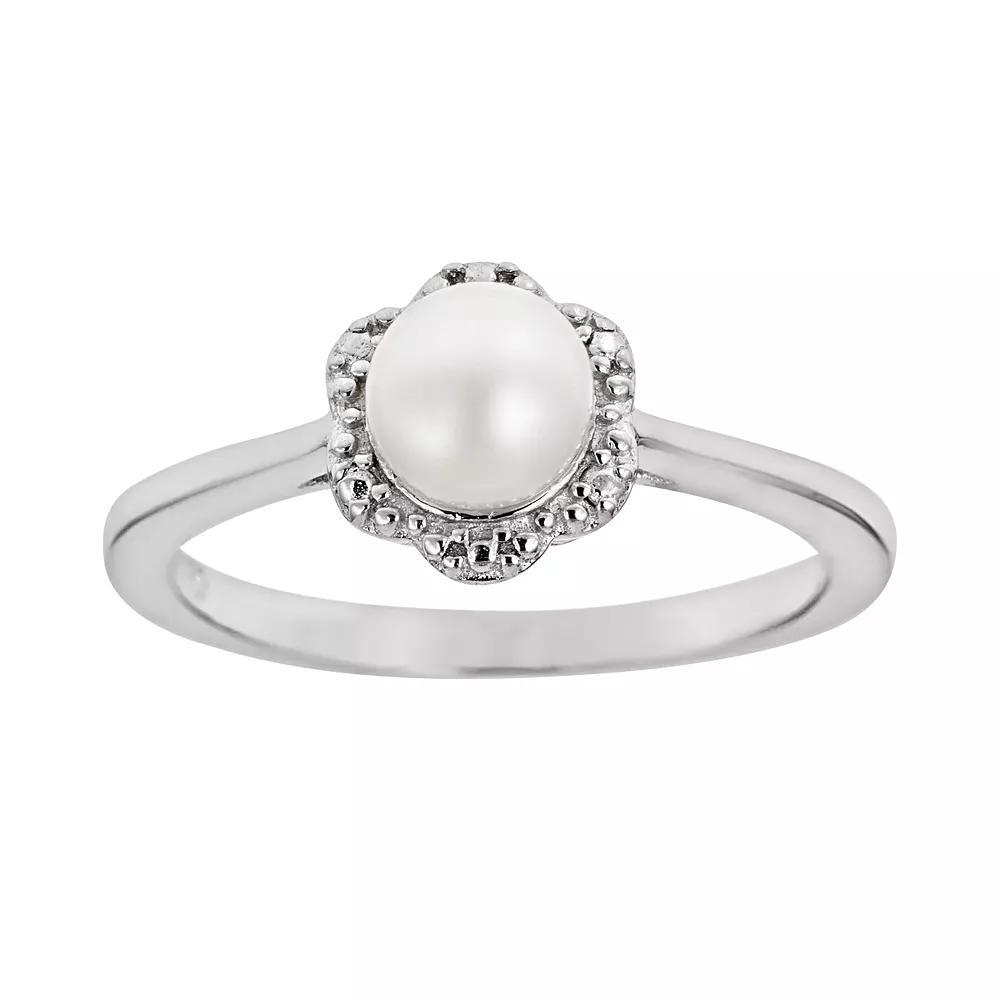 Celebration Gems Sterling Silver Freshwater Cultured Pearl Studded Flower Ring, Women's, Size: 8 Product Image