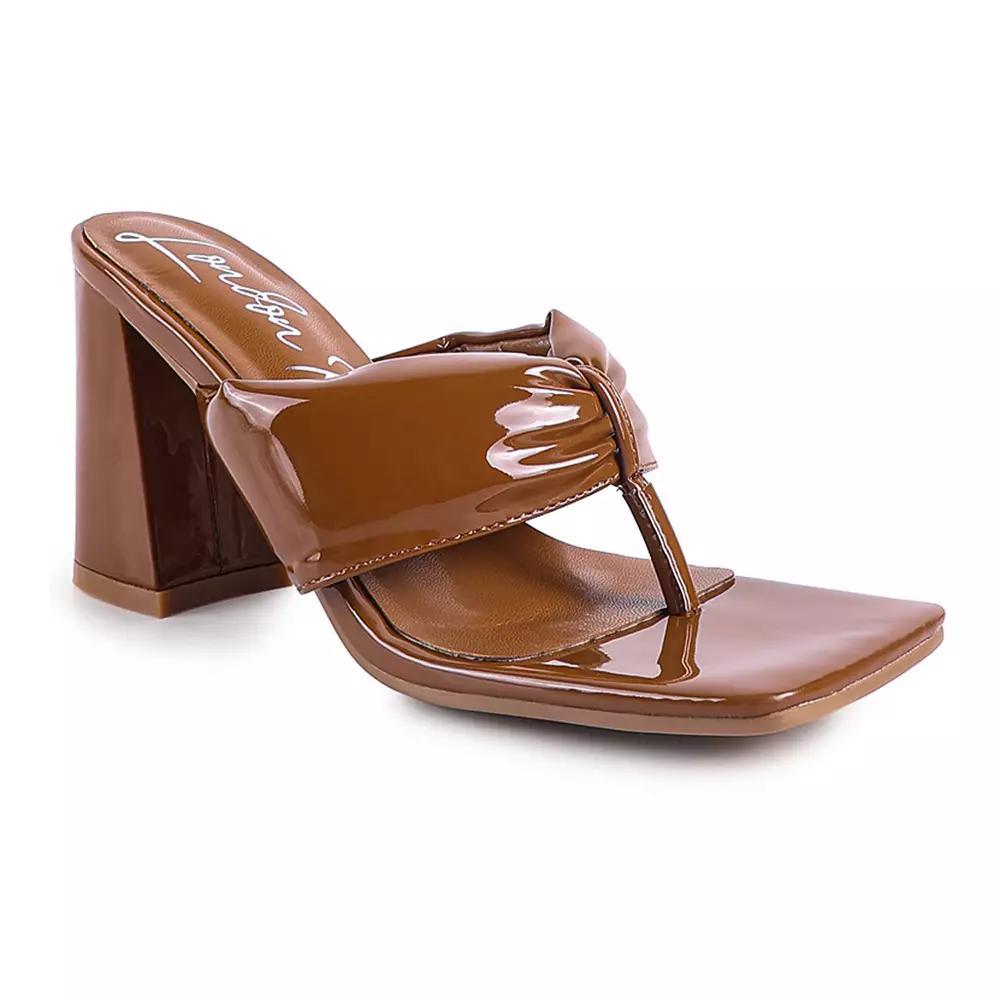 London Rag Phantom Ruched Women's High Heeled Thong Sandals, Size: 10, Macchiato Product Image