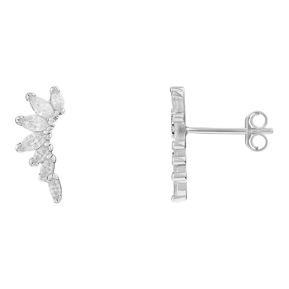 PRIMROSE Sterling Silver Graduated Marquise Cubic Zirconia Cluster Stud Earrings, Women's, Sterling And Clear Product Image